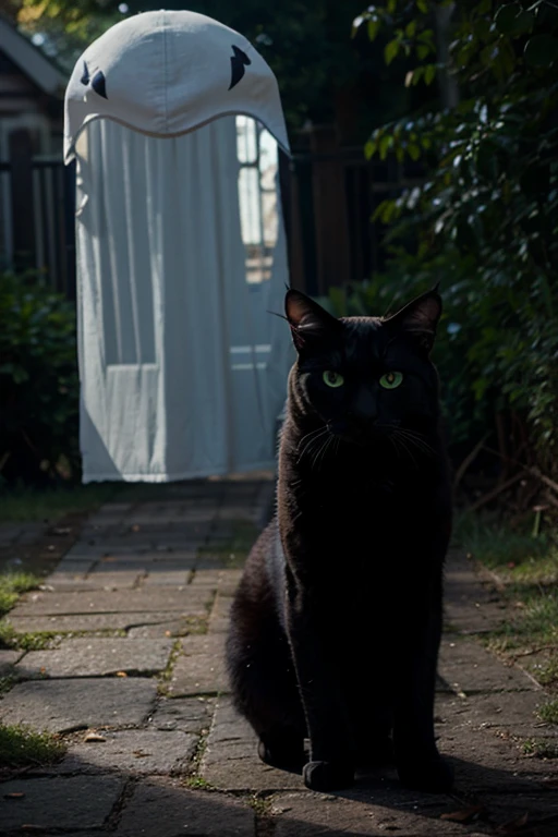 create a supernatural enviroment with cats and ghosts