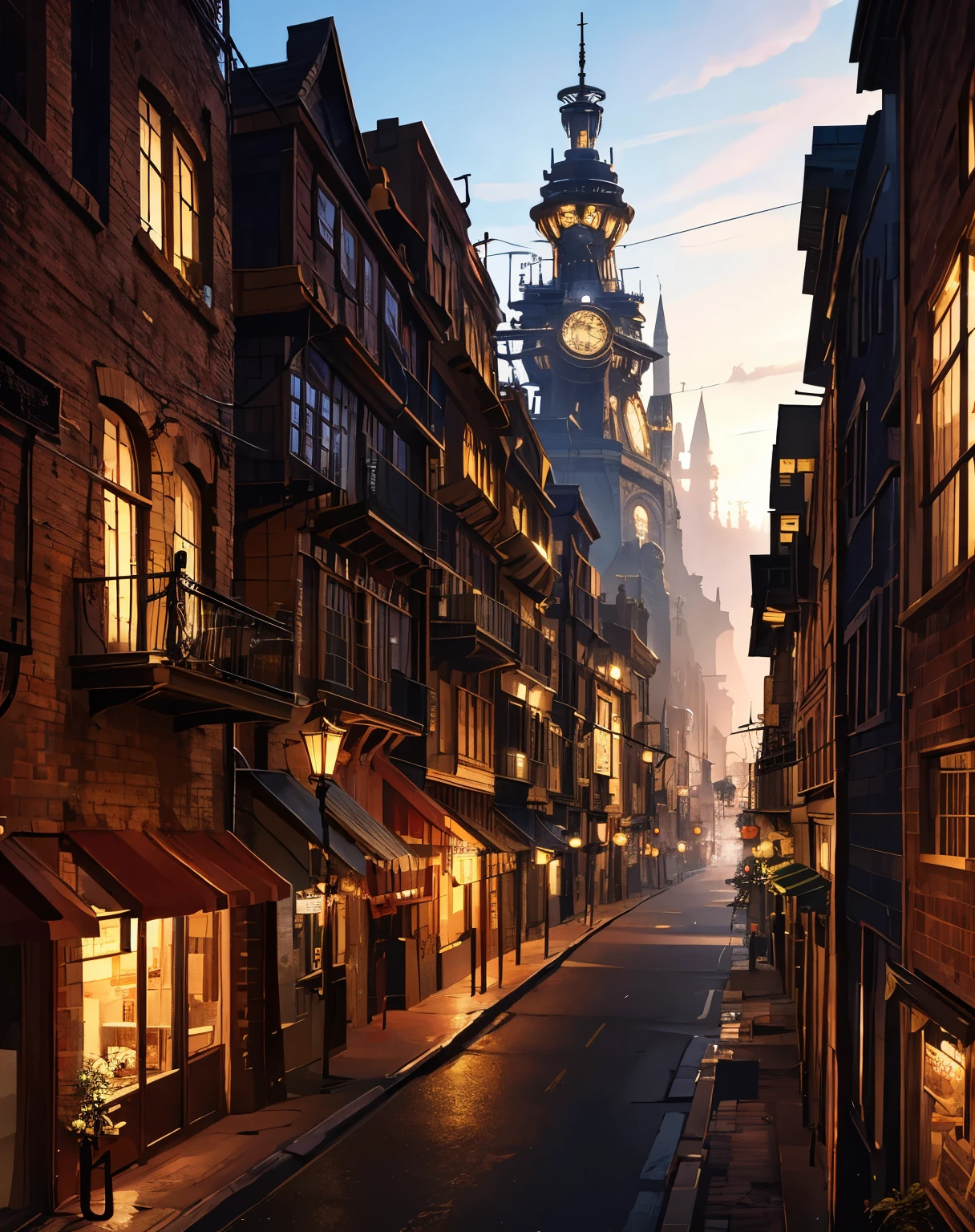 steampunk city, steampunk vibes, steampunk technology, steampunk landscape, steampunk building, steampunk streets, steampunk style, 8k, high resolution, extreme detail image, high quality