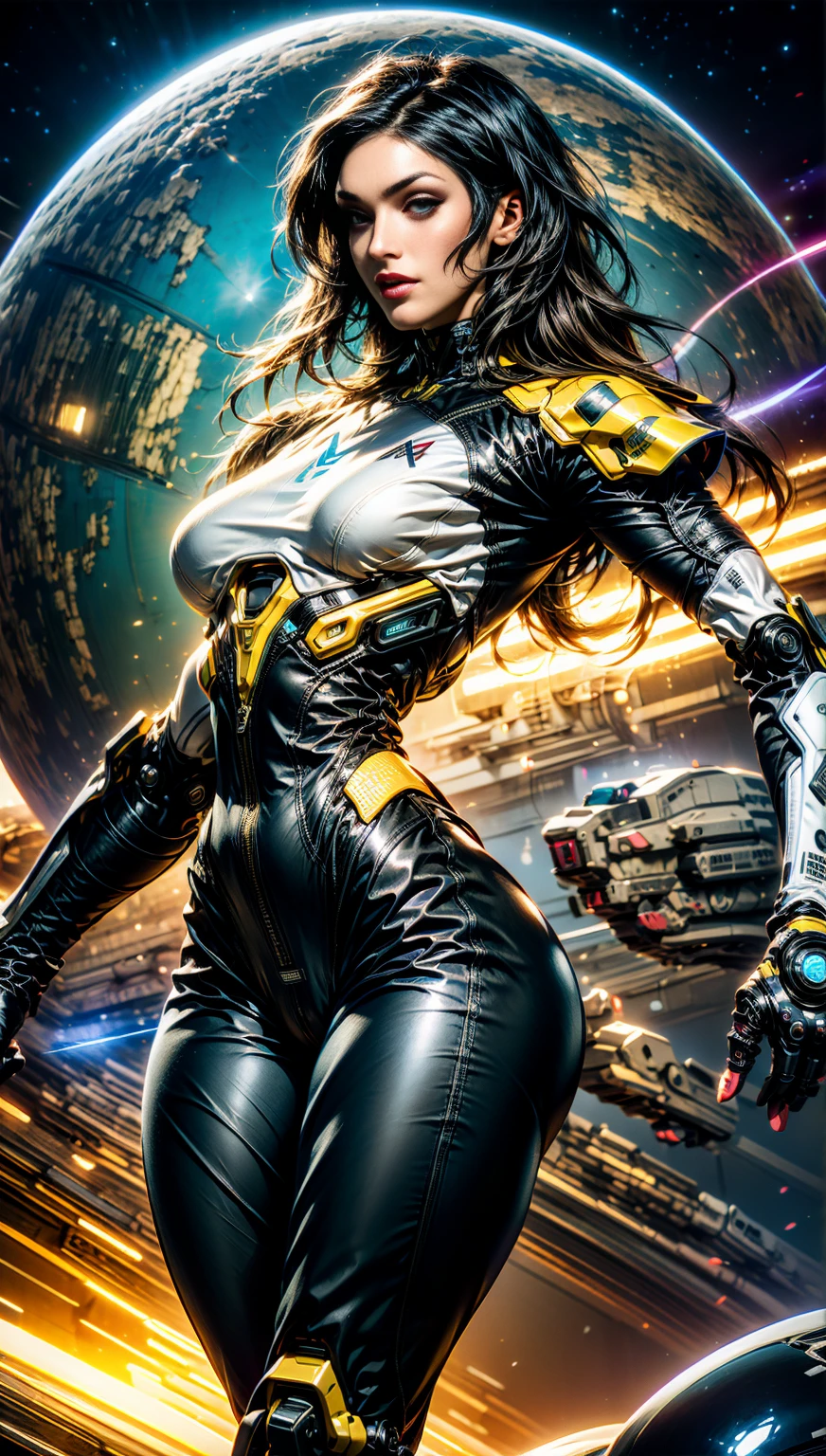 (1 girl), (megan fox:1.25), (skin tight cybernetic android mecha armor:1.25), (muscular female android:1.25), nijistyle, rfktr_technotrex, exploring planets, alien worlds, exotic locations, deep-space, unknown terrors, galactic nebulas, star studded cosmos, fcPortrait, HDR (High Dynamic Range), Ray Tracing, NVIDIA RTX, Super-Resolution, Unreal 5, subsurface scattering, PBR texturing, Post-processing, anisotropic filtering, Depth of field, Maximum clarity and sharpness, multilayer textures, specular and albedo maps, surface shading, Accurate simulation of light-material interaction, perfect proportions, Octane rendering, dual-tone lighting, ISO baixo, white-balance, rule of thirds, 8K RAW, sub-pixel convolution, luminescent particles,