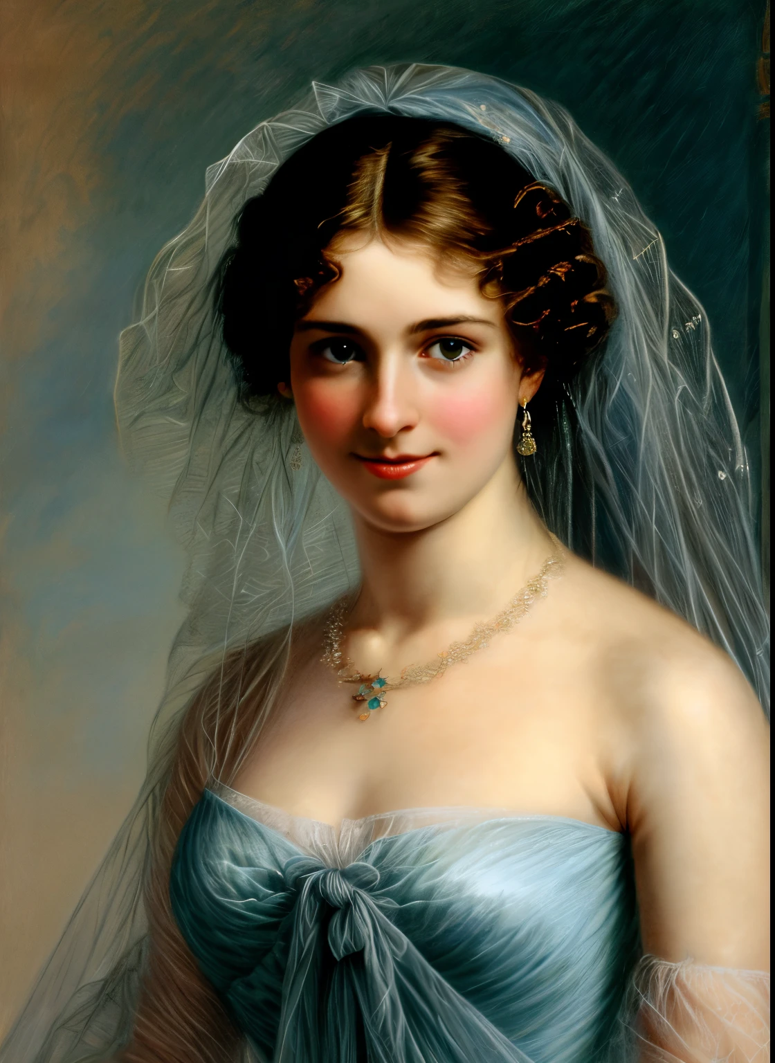 painting of a extremely gorgeous woman in a blue dress and a veil holding a rose, adelaide labille - guiard, inspired by Adélaïde Labille-Guiard, by Adélaïde Labille-Guiard, inspired by Élisabeth Vigée Le Brun, by Élisabeth Vigée Le Brun