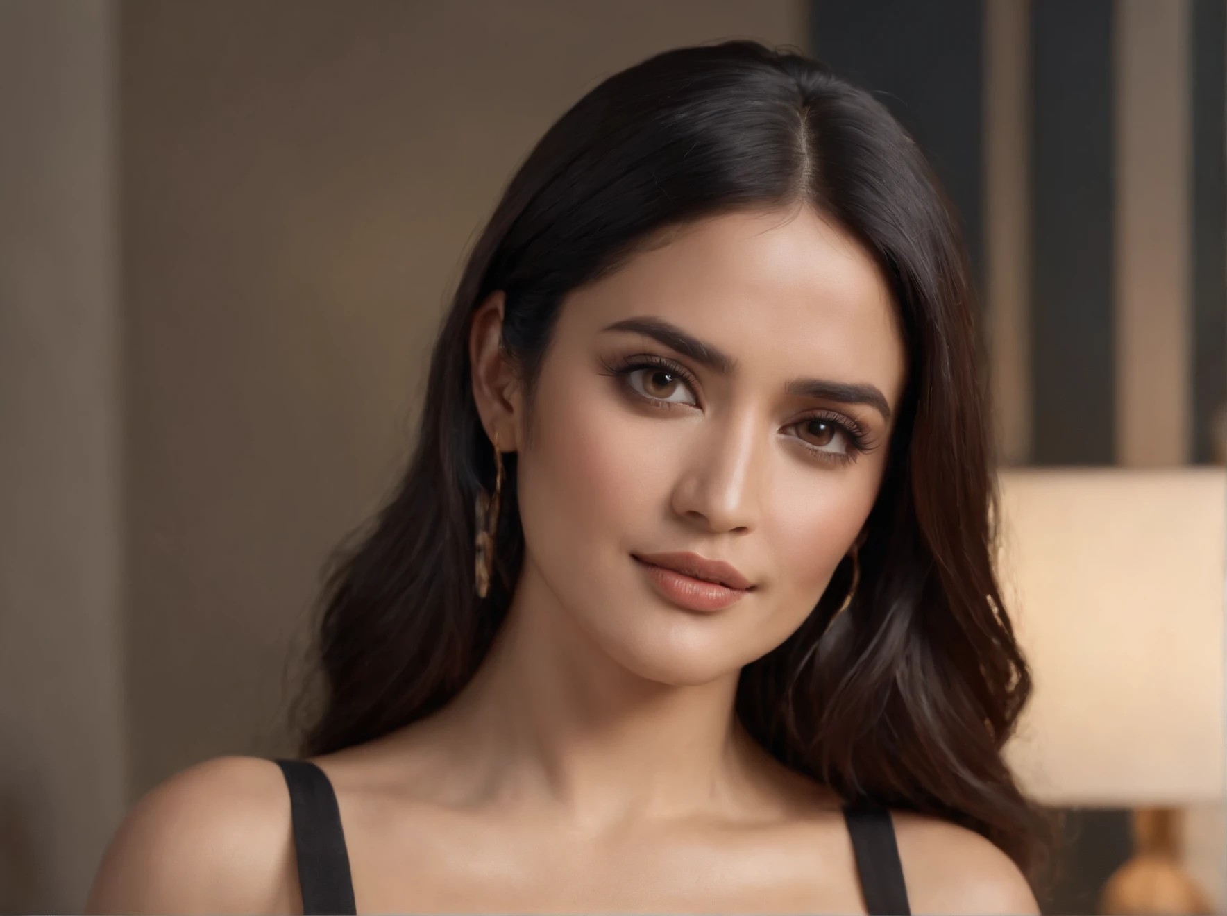 ((best quality: 4k)), ((masterpiece)), (high detailed), Salma Hayek face, big lips, big breast, long legs, wearing short skirt, top , have a long tiger tail((best quality: 4k)), ((masterpiece)), (high detailed), sexy salma hayek face, big lips, big breast, long legs, wearing short skirt, top , have a long tiger tail, black hair, hair bobbles, wince, longeyelashes, solid circle eyes, fake animal tail, light smile, , drop shadow, anaglyph, , atmospheric perspective, 8k, super detail, best quality