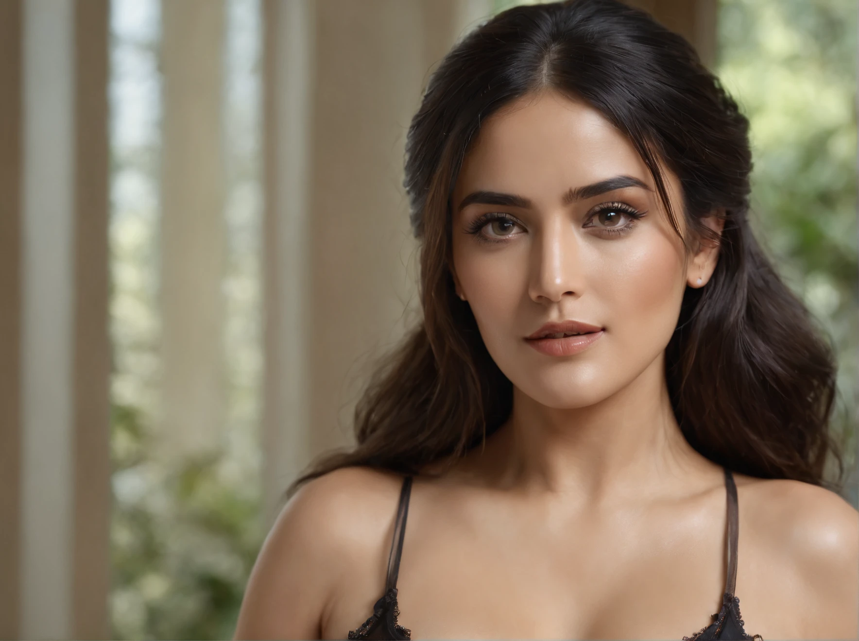 ((best quality: 4k)), ((masterpiece)), (high detailed), Salma Hayek face, big lips, big breast, long legs, wearing short skirt, top , have a long tiger tail((best quality: 4k)), ((masterpiece)), (high detailed), sexy salma hayek face, big lips, big breast, long legs, wearing short skirt, top , have a long tiger tail, black hair, hair bobbles, wince, longeyelashes, solid circle eyes, fake animal tail, light smile, , drop shadow, anaglyph, , atmospheric perspective, 8k, super detail, best quality