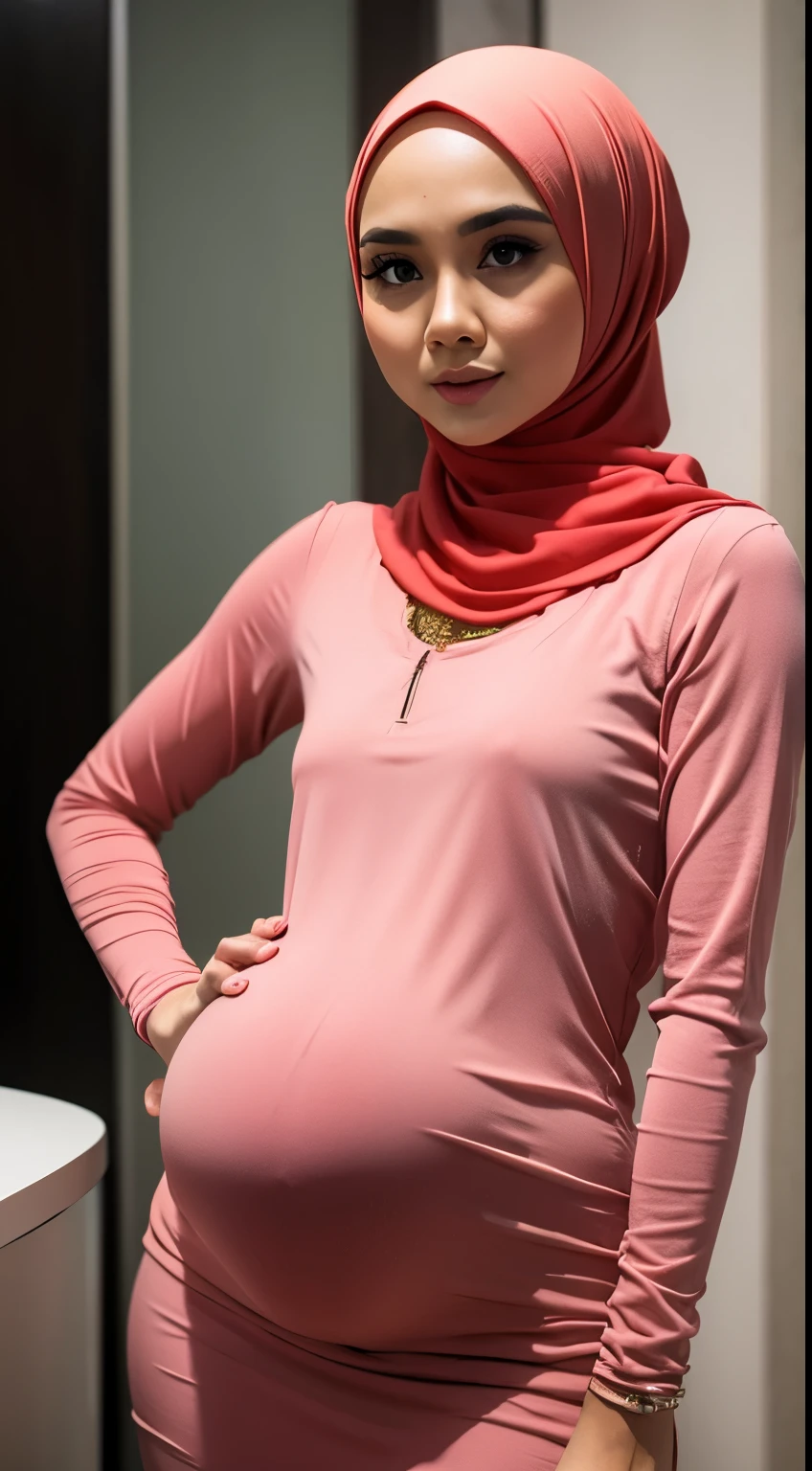 ((HIJAB MALAY GIRL)), SKINNY, PREGNANT, FLAT CHEST, SHORT