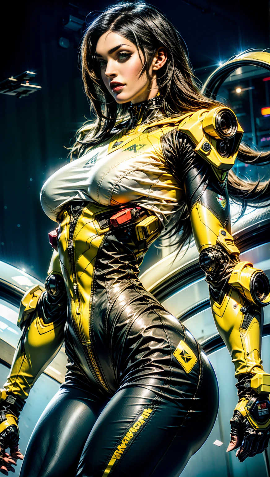 (1 girl), (megan fox:1.25), (skin tight cybernetic android mecha armor:1.25), (muscular female android:1.25), nijistyle, rfktr_technotrex, exploring planets, alien worlds, exotic locations, deep-space, unknown terrors, galactic nebulas, star studded cosmos, fcPortrait, HDR (High Dynamic Range), Ray Tracing, NVIDIA RTX, Super-Resolution, Unreal 5, subsurface scattering, PBR texturing, Post-processing, anisotropic filtering, Depth of field, Maximum clarity and sharpness, multilayer textures, specular and albedo maps, surface shading, Accurate simulation of light-material interaction, perfect proportions, Octane rendering, dual-tone lighting, ISO baixo, white-balance, rule of thirds, 8K RAW, sub-pixel convolution, luminescent particles,