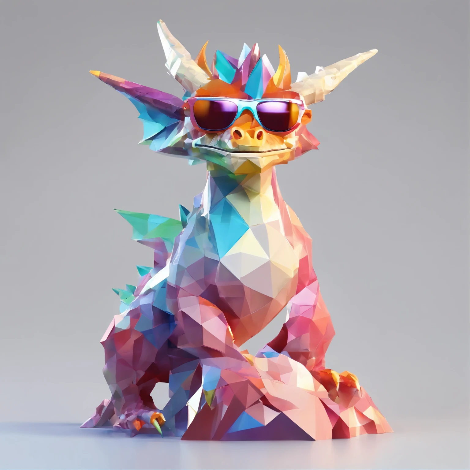 Perfect alignment, Cute dragon wearing a jacket,Crystal Vase,Rose flower, Wearing sunglasses, cheerfulness, Standing position, Abstract beauty, Centered, Looking at the camera, Facing the camera, Approaching perfection, Dynamic, Highly detailed, Smooth, Sharp Focus, 8K, hight resolution, Illustration, art by carne griffiths and wadim kashin, White background、Colorful Sunglasses、wearing a baseball cap