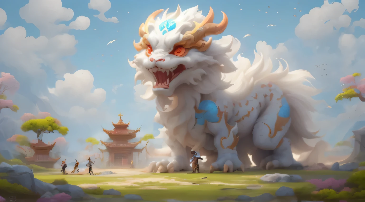 有一条蓝脸黄尾的大白drank, author：heroes, onmyoji detailed art, author：Ye Ruian, G Liulian art style, by Ren Xiong, author：Li Song, author：Huang Shen, author：Victor Wang, chengwei pan on artstation, drank, author：Ju Chao, author：tooth wu, author：Jeremy Chong