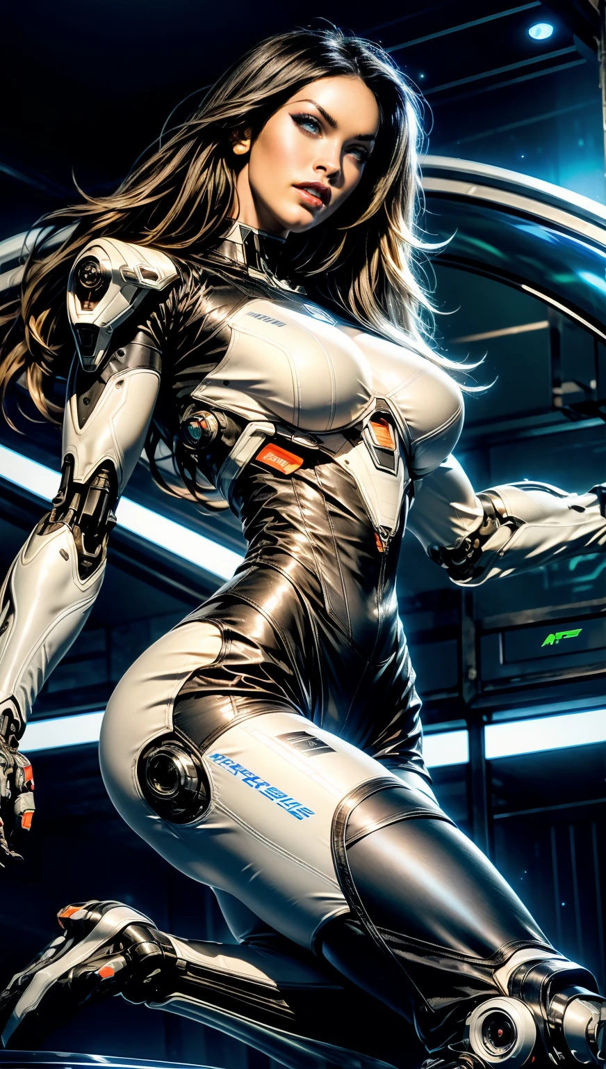 (1 girl), (megan fox:1.25), (skin tight cybernetic android mecha armor:1.25), (muscular female android:1.25), nijistyle, rfktr_technotrex, exploring planets, alien worlds, exotic locations, deep-space, unknown terrors, galactic nebulas, star studded cosmos, fcPortrait, HDR (High Dynamic Range), Ray Tracing, NVIDIA RTX, Super-Resolution, Unreal 5, subsurface scattering, PBR texturing, Post-processing, anisotropic filtering, Depth of field, Maximum clarity and sharpness, multilayer textures, specular and albedo maps, surface shading, Accurate simulation of light-material interaction, perfect proportions, Octane rendering, dual-tone lighting, ISO baixo, white-balance, rule of thirds, 8K RAW, sub-pixel convolution, luminescent particles,