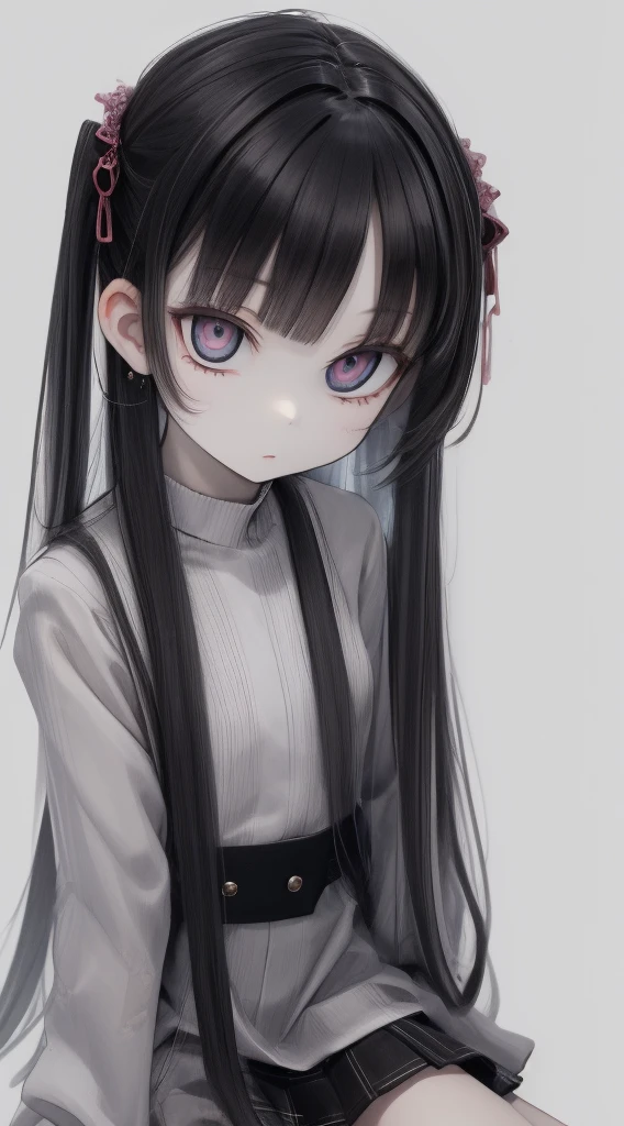 1girl in,,,,,10years old girl,deadpan,,Black ruffled mini skirt,Black ruffled blouse,Thigh,de pele branca,A dark-haired,Purple pupils,high-angle,Kamimei,(Superflat, Flat Shading, flat-colors:1.1),(cute little:1.2),,,,,,,,,,,,,,,,,,,,,,,,,,,,,,,,,,,,,,,,,