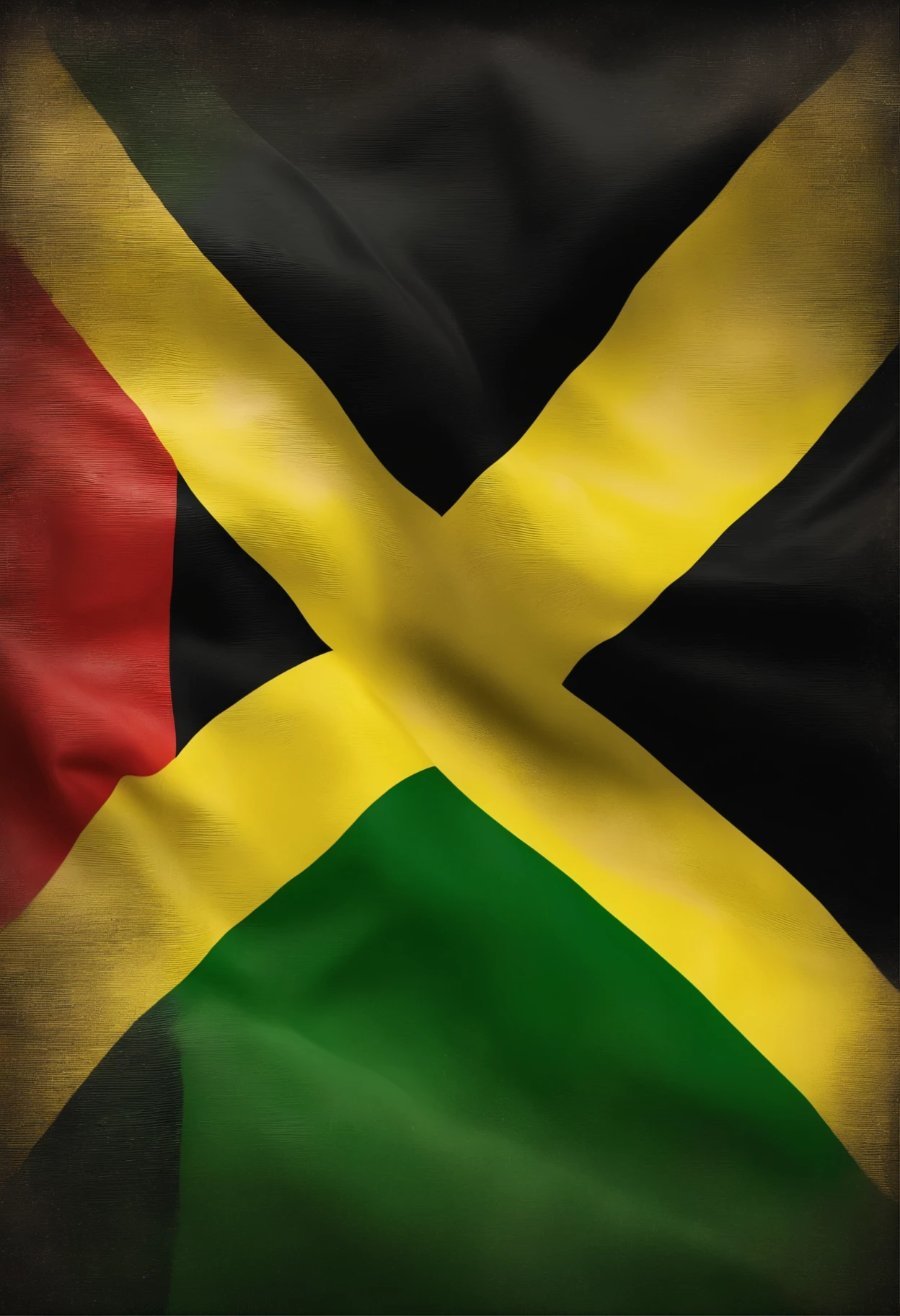 flag of Jamaica made with strokes of oil paint
