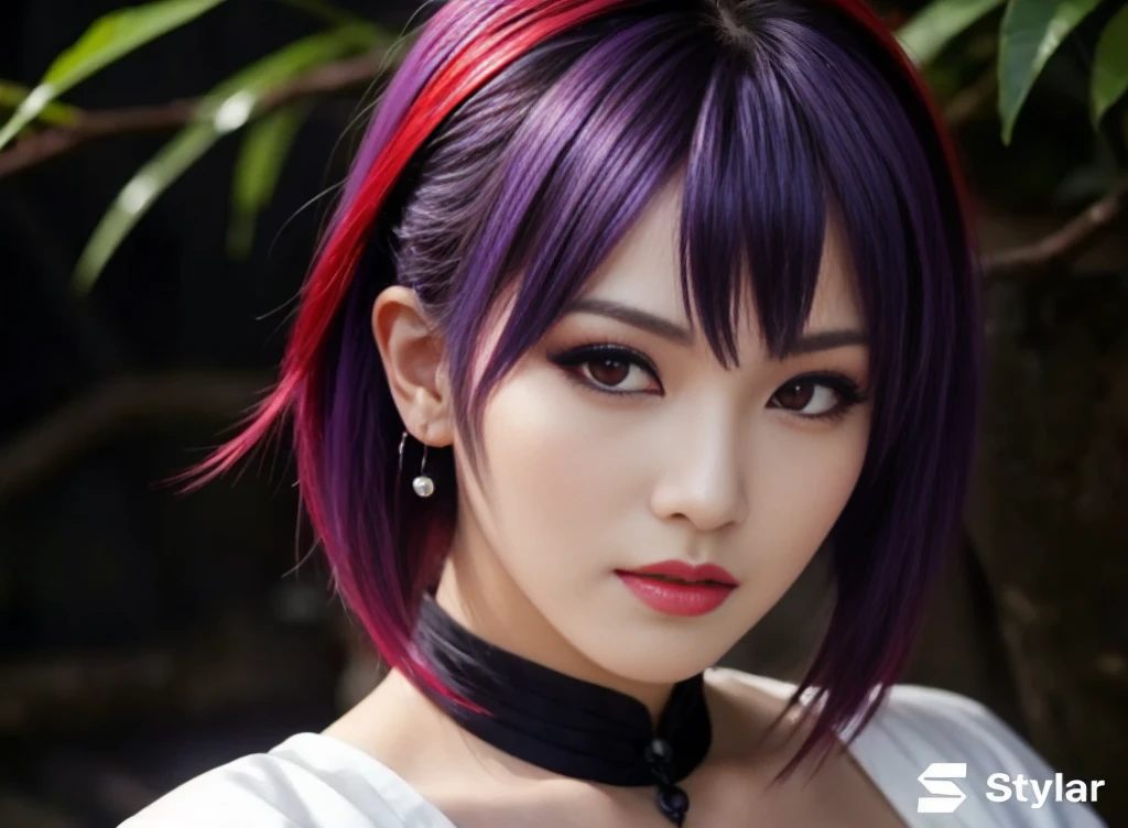 "AYANE FACE" (best quality,ultra-detalhado,Realistic:1.37), retrato, Detailed eyes and facial features, textura de pele delicada e suave, Corpo Perfeito, textura ultra realista, maquiagem perfeita, maquiagem vermelha nos olhos, batom vermelho,  expression serious, cores vivas, maquiagem vermelha em volta dos olhos, cores vivas, olhos vermelhos, maquiagem vermelha nos olhos