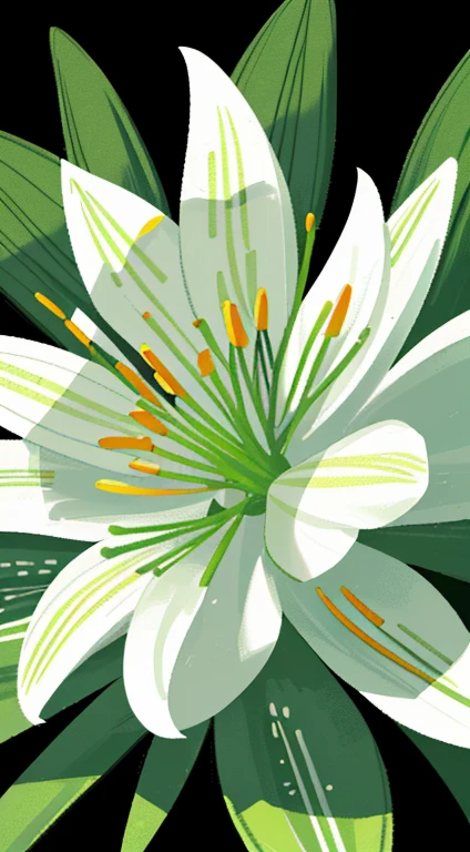 (flower, plant, lily), high-precision picture quality display of lilies, lily close-up, high-precision picture quality, beautiful details white background shows a lily picture. White lilies bloom towards us in pictures, capturing every corner of the human eye. The details of the petals are delicate and gorgeous, the exotic ears take on a sense of mystery, and the glowing details make the flowers look even more delicate. Improve the details of the stem and flower of the cosmic lily to make the picture more perfect.