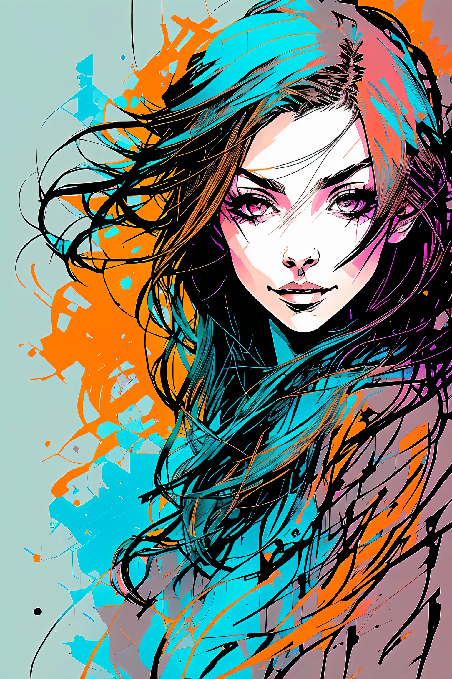 nwinkpunk, 1 italian girl, tmasterpiece, Best quality, (grin face), close up，Award-Awarded, (high detal), Sharp, 8K, Popular topics on artstationh, iintricate