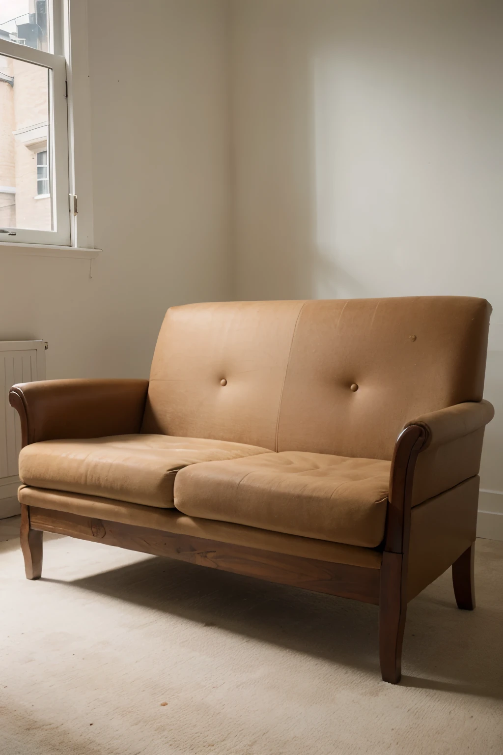 A modern,,Warm wood sofa