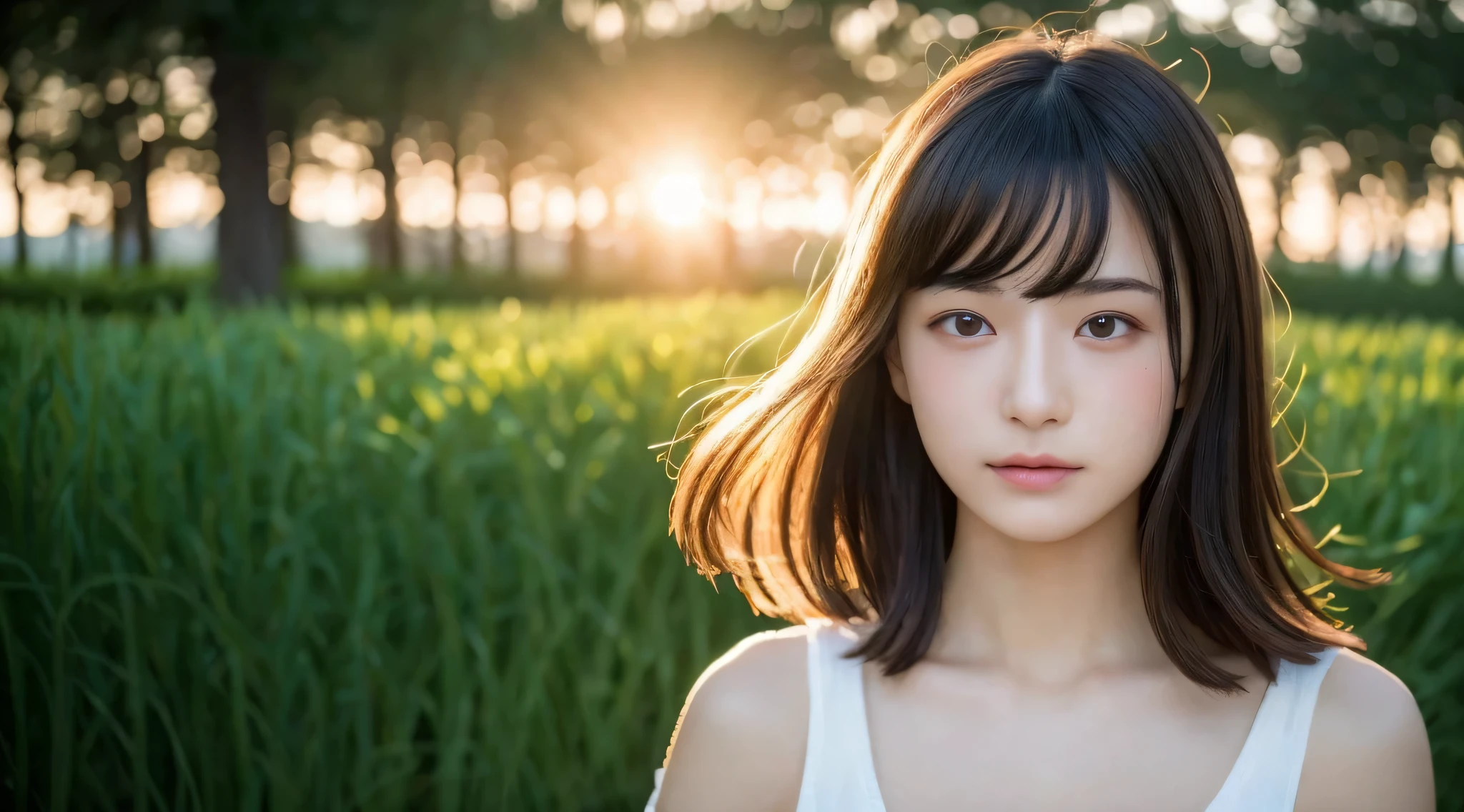 (((tmasterpiece))), quality, The content is very detailed, detailedbackground, llight rays, Very beautiful girl, , Number 16, detailed面孔, Alone, (Full body lesbian:1.3), (random hair style :1.2), (Young face), (perfect body figure:1.1), Women's shirts, sunrise glow, 夏天, 8K, Wallpapers, Amazing cleavage, detailed, ultra - detailed, 超高分辨率, The content is very detailed, Pure face, Extremely detailed eyes and face, beautidful eyes, highlydetailed skin, and makeup, (natural skin),