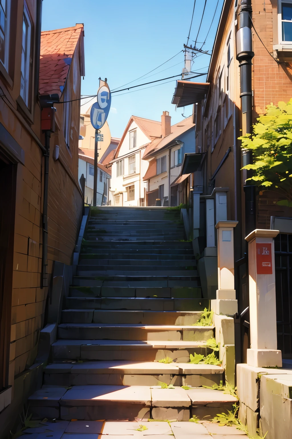 Stairs in a rural townscape