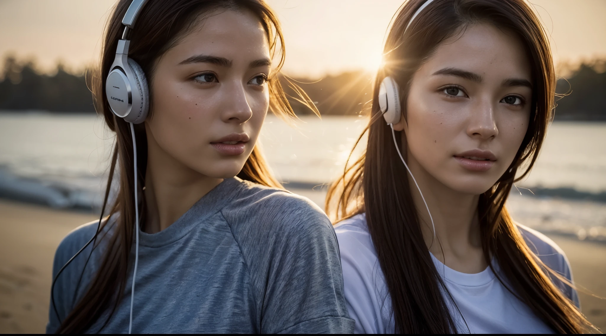 dressed, (photo realistic:1.4), (hyper realistic:1.4), (realistic:1.3), (smoother lighting:1.05), (increase cinematic lighting quality:0.9), 32K, 1girl,20yo girl, realistic lighting, backlighting, light on face, ray trace, (brightening light:1.2), (Increase quality:1.4), (best quality real texture skin:1.4), finely detailed eyes, finely detailed face, finely quality eyes, (tired and sleepy and satisfied:0.0), face closeup, t-shirts with headphones, (Increase body line mood:1.1), (Increase skin texture beauty:1.1)