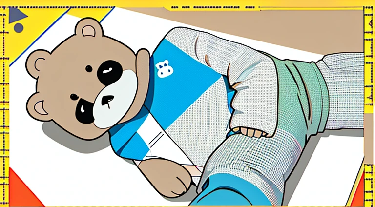 The bear print pattern is a continuous square.