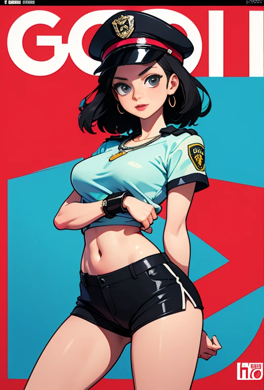 (high quality, best rendering), (beautiful girl), Blue Eyes,black hair, (bombshell, pin-up style), psychopath, crazy face, sexy pose, 2 piece outfit, pastel, centered, scale to fit dimensions, micro thong, micro bikini, camel toe
