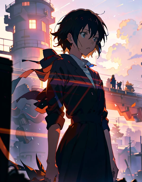 Makoto Shinkai and Ghibli Studio, outlined silhouettes, dramatic lighting, Highly detailed, Unbelievable quality, Trending on ArtStation, masutepiece, 8K、nightfall、Unmanned
