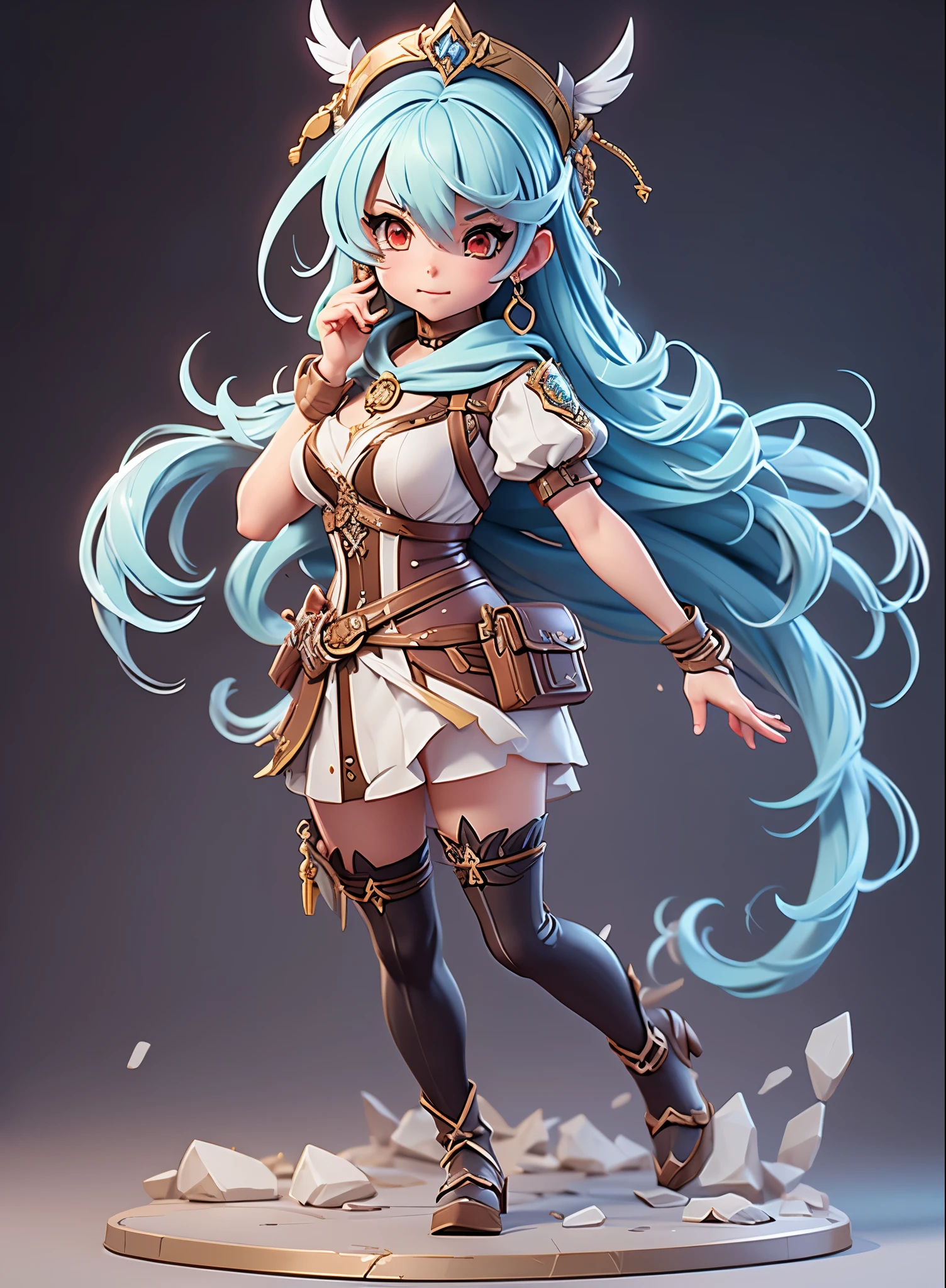 (Dynamic Angle:1.4), ((Full body posing:1.5),2. 5 d cgi anime fantasy artwork, Official Character Art, cushart krenz key art feminine, shadowverse character concept, 3 d render official art, anime goddess, jrpg character art, render of a cute 3d anime girl