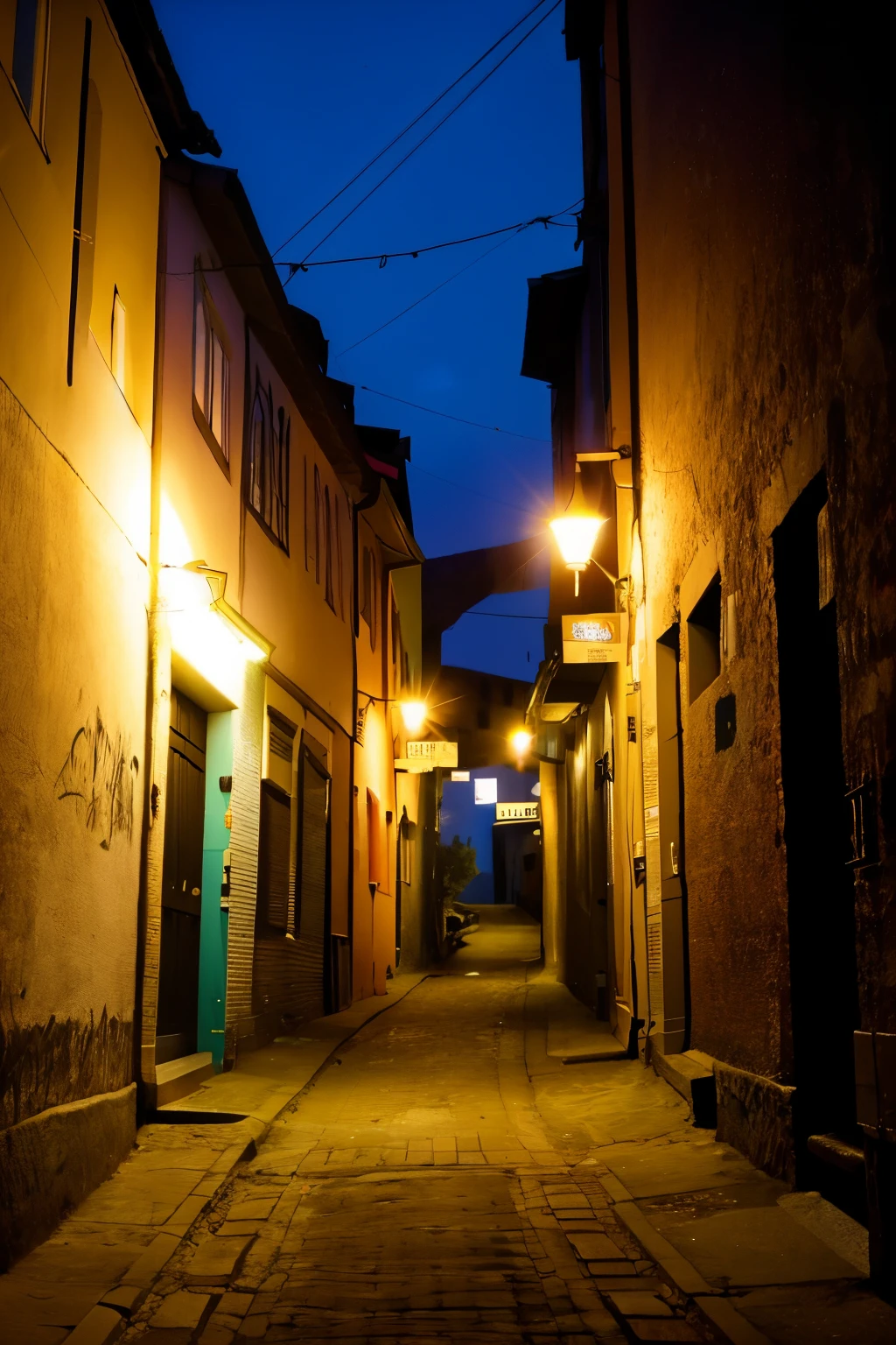 Germany The dim Back alley unmanned canny graffiti on wall Anime filling natta