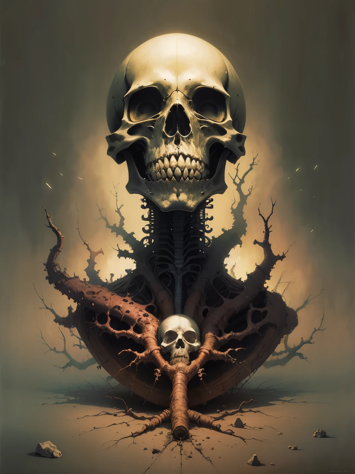 MEMENTO MORI PAINTING BY zdzisław beksiński.