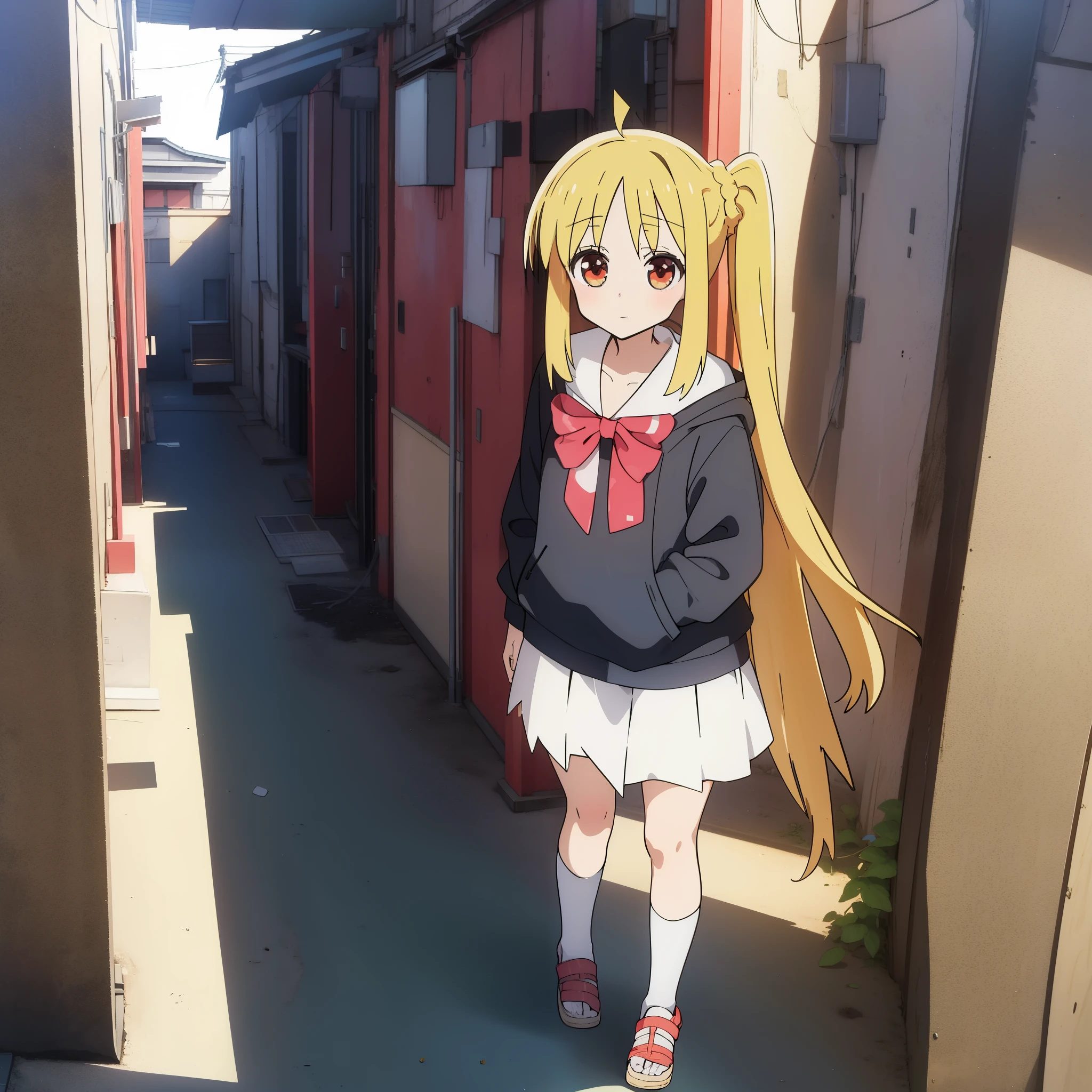 1girl, Nijika ijichi living in poverty, full body, anime style