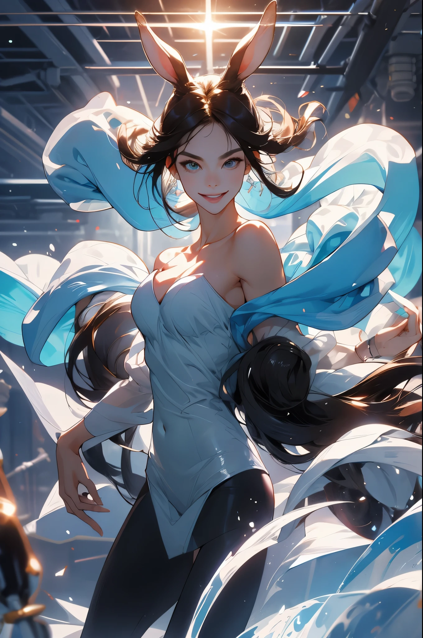 girl,(rabbits),(rabbits耳毛卡),Raised sexy,The large胸美丽,brunette color hair,(Eyebrows feel tactile),Excellent figure,adorable smile,with fair skin,Charming and moving action,Ultra-clear image quality,tmasterpiece,8K, Milky skin, Perfect face shape, perfect bodies, perfect bodies, The large, exquisite and beautiful face, ultra - detailed,Half-naked