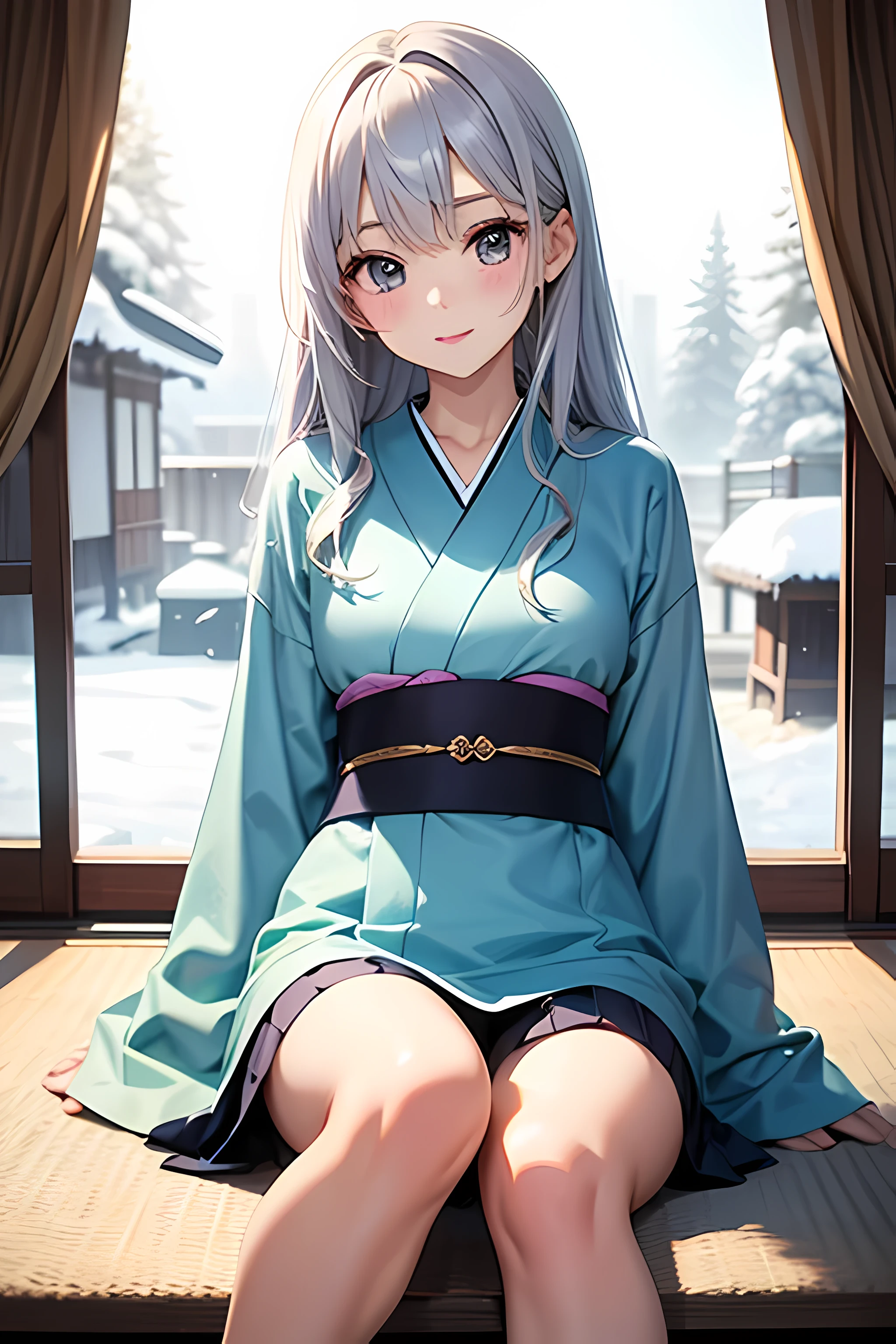 a beauty girl、kawaii、Gentle、Charming、Winters、knit、Makes your skin glow and firm、Kimono
