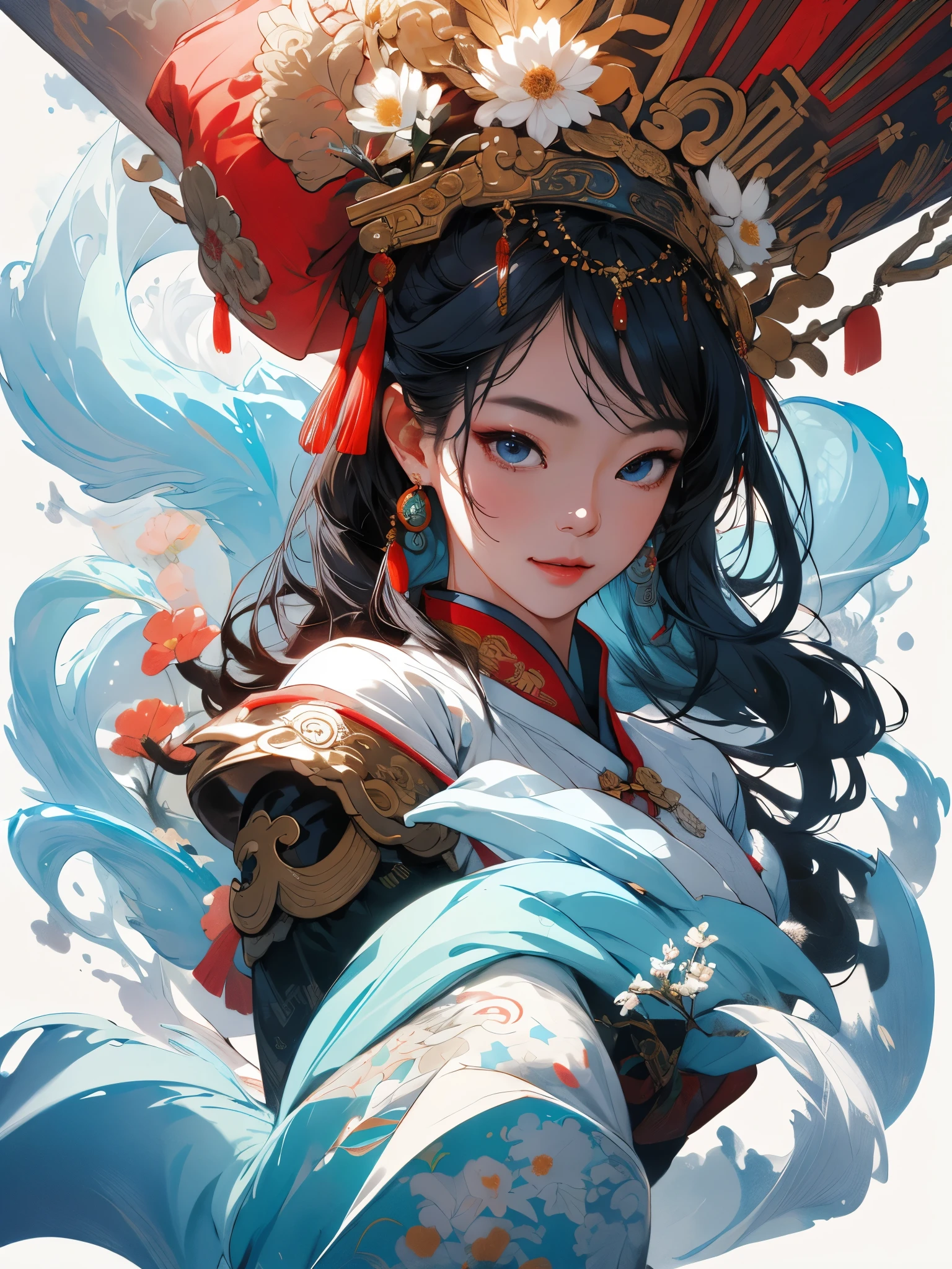 one-girl, ancient Chinese costume, full bodyesbian, rays of sunshine, Clear face, Clean white background, tmasterpiece, super detailing, Epic work, hyper HD, high qulity, The is very detailed, offcial art, Unity8k wallpapers, super detailing, 32K