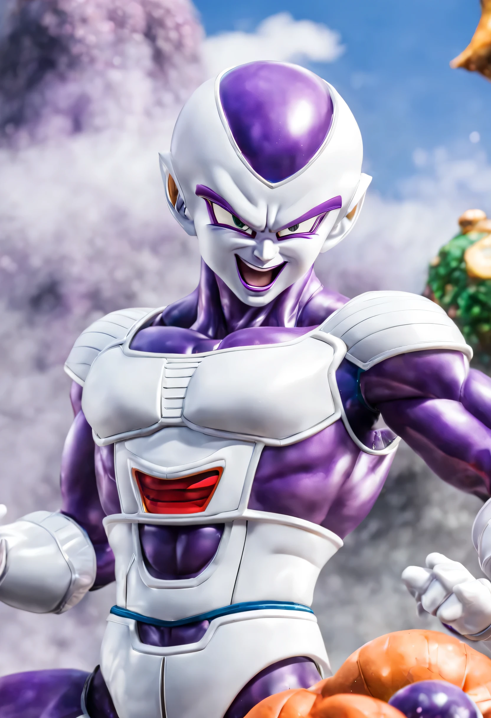 (Frieza from the Dragon Ball series laughs out loud:1.3), (masutepiece), (Best Quality), (ultra high detail)