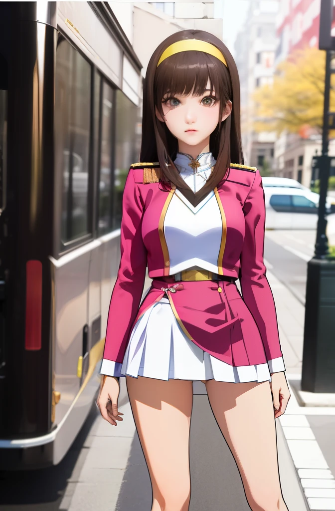 1girl in, sayla mass, Elegant, masutepiece, Convoluted, Army pink uniform dress with a super miniskirt so short you can almost see your pants..............、Pure white panties、Please squat down and show me your white panties..............、Super miniskirt You can see the pants in the miniskirt、White panty、Realistic, Best Quality, absurderes, high face detail, Perfect eyes, 18 years old, Cowboy Shot, realization、, Vibrant colors, Pink Uniform, Skirt、Photography、Gravure photography style、Real Images、Top image quality、1girl in, sayla mass, Elegant,Spread Leg,Show white panties, masutepiece, Convoluted,Ultra mini skirt、White panty、 Realistic, Best Quality, absurderes, high face detail, Perfect eyes, 18 years old, Cowboy Shot, , Vibrant colors, White uniform, Skirt