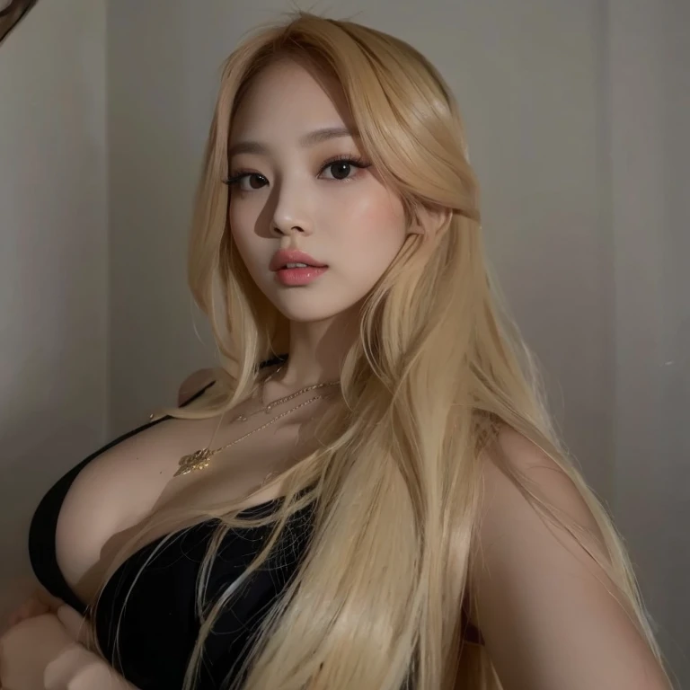 Un primer plano de una mujer con cabello largo y rubio posando para una foto, Retrato de Jossi de Blackpink, Hermosa joven coreana, Hermosa mujer surcoreana, Hermosa joven coreana, con cabello largo y rubio, Chica coreana, Parque Roseanne de Blackpink, Lalisa Manobal, portrait of female Korean idol, Cabello largo y rubio y ojos grandes