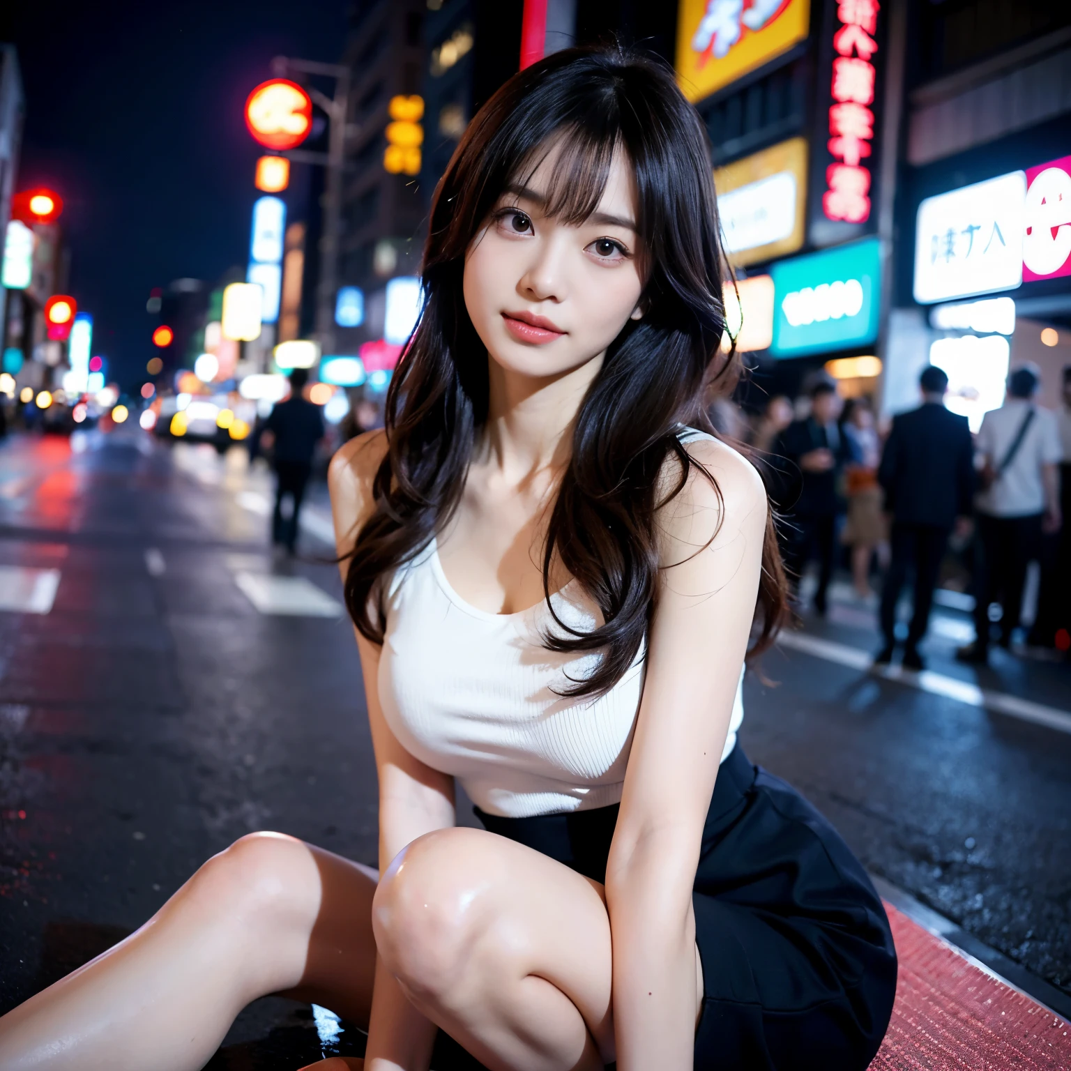 (8K、Raw photography、top-quality、masterpiece:1.2)、(realisitic、Photorealsitic:1.37)、ultra-detailliert、超A high resolution、1 girl、see the beholder、beautifull detailed face、A smile、Constriction、(Slim waist) :1.3)、Beautiful detailed skin、Skin Texture、Floating hair、Professional Lighting、Whole human body、Longhaire、a blond、japanese hight 、a miniskirt、No bra under jacket、matsuri、In the street、sparklers、Bob Hair、Summer Festivals、food stand、Happy smile、(((full body to the toes)))、(((The front of the uniform is fully open and the chest is visible.....)))、(((no-bra)))、Colossal tits