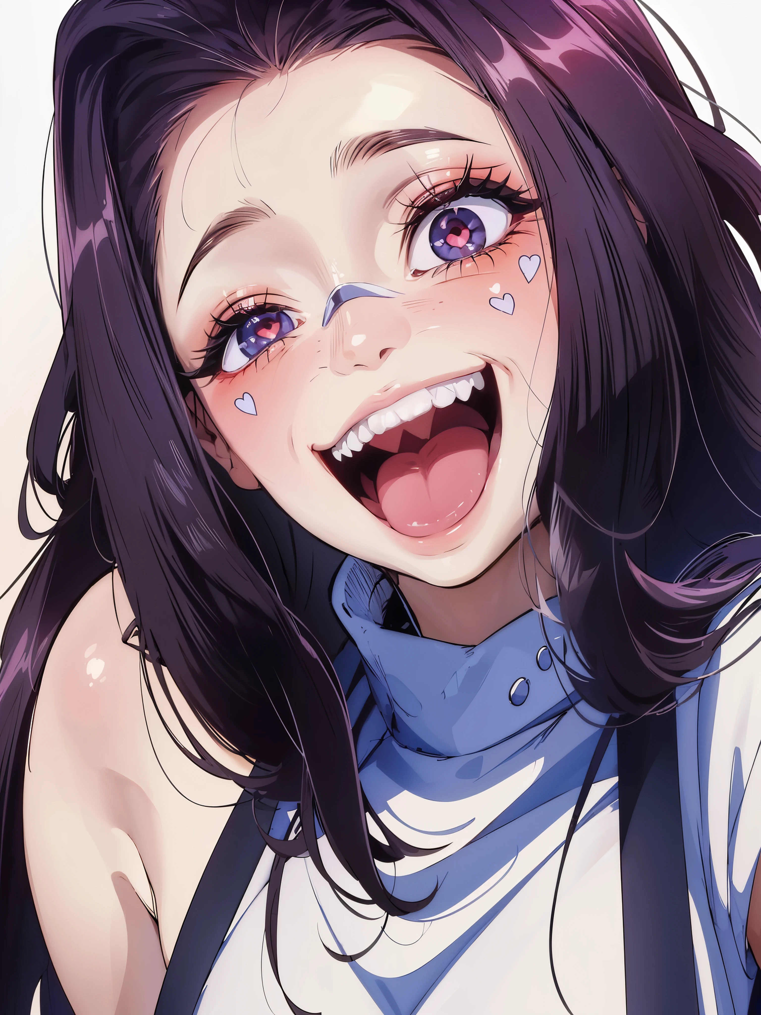 (best quality,4k,8k,highres,masterpiece:1.2),ultra-detailed, anime girl, yandere, crazy, laugh, simple background, smile, laughing