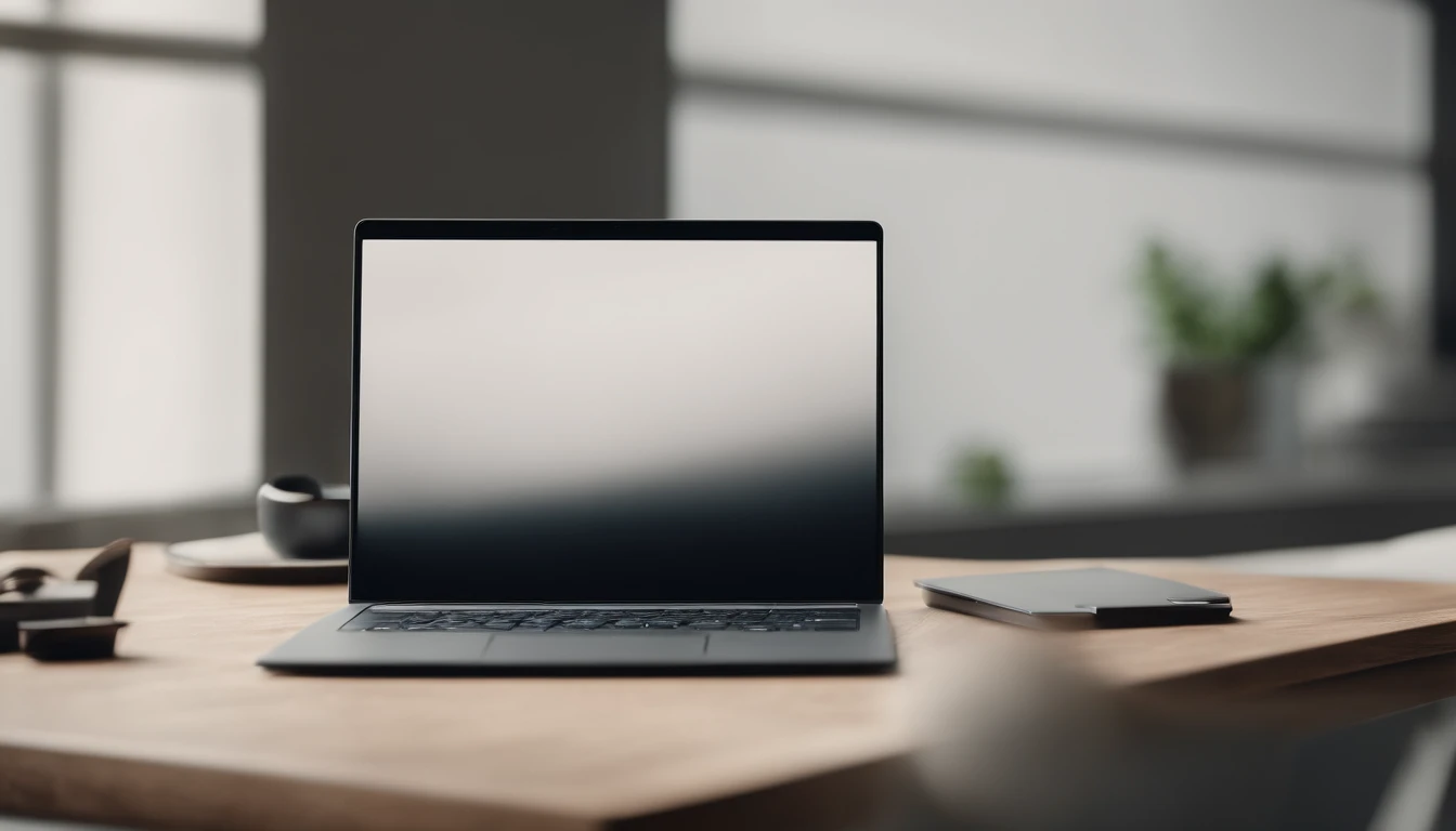a clean and minimalistic shot of a blank laptop mockup, with a sleek and modern design that highlights the potential for creativity and productivity