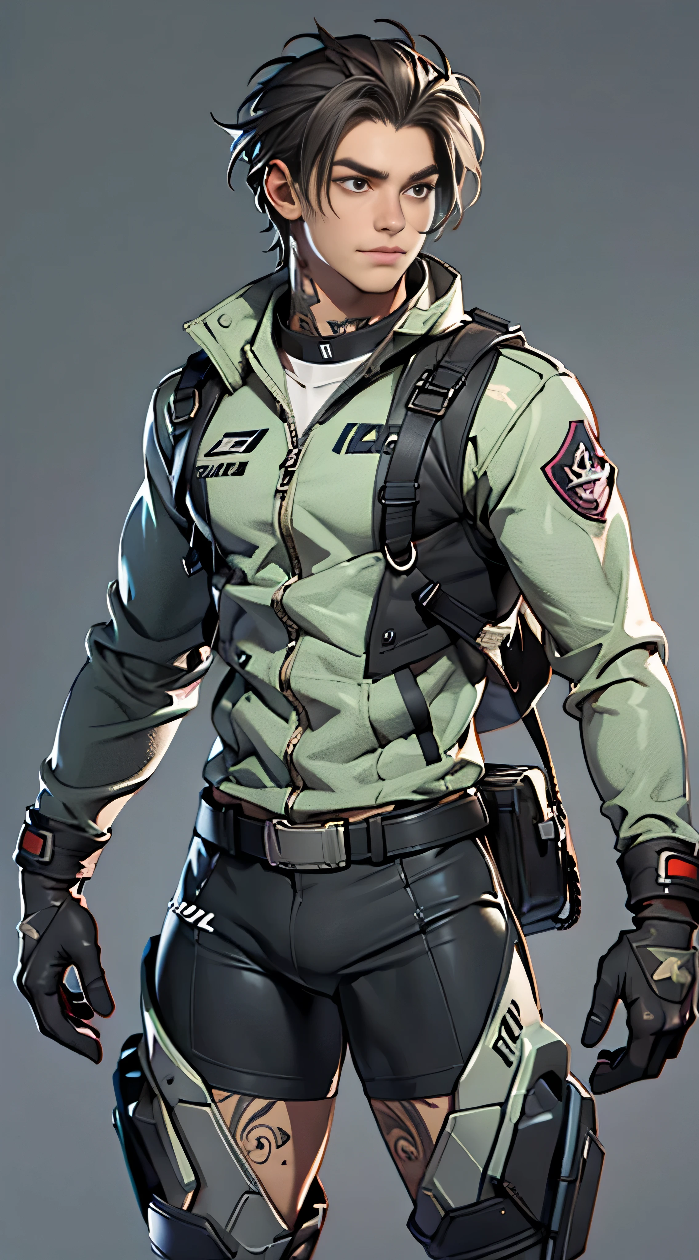 (((Best quality: 1.4))),(Unbeatable masterpiece), (hyper HD),(Hyper-realistic 8k CG)、 ((( body))), (((1人))), 25-year-old American soldier with perfect body,,A detailed的the face,muscular body:1.2,detail jacket,vests、 (Pictures from head to thighs),clean abs, Complex equipment, Dark Green,With white stars and off-white stripes,,,,, Tech Armor, Poison tattoos ),