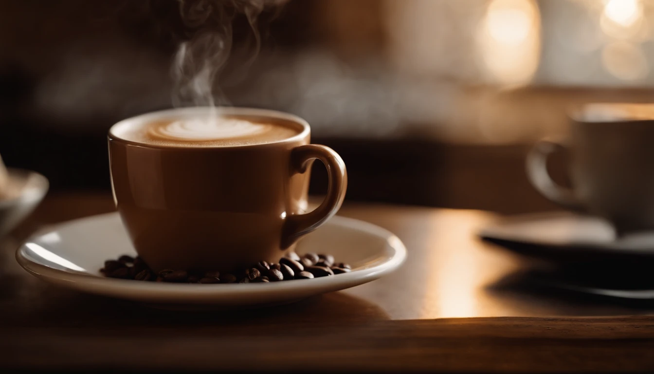 a close-up shot of a blank coffee mug mockup, with steam rising from a freshly brewed cup, evoking a sense of warmth and comfort associated with personalization and customization