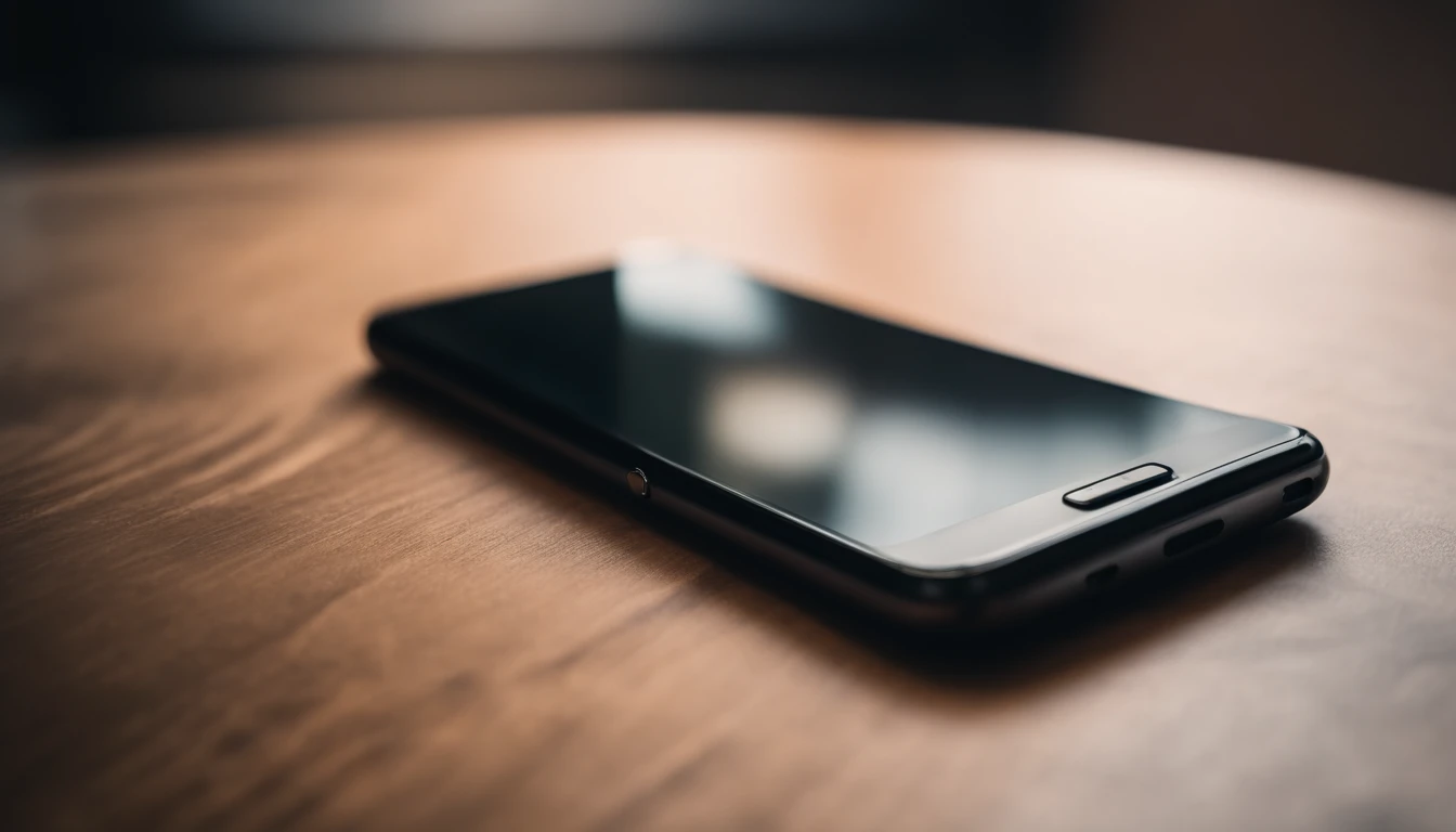 a close-up shot of a blank smartphone mockup, with a soft and diffused lighting that showcases the sleek design and screen potential