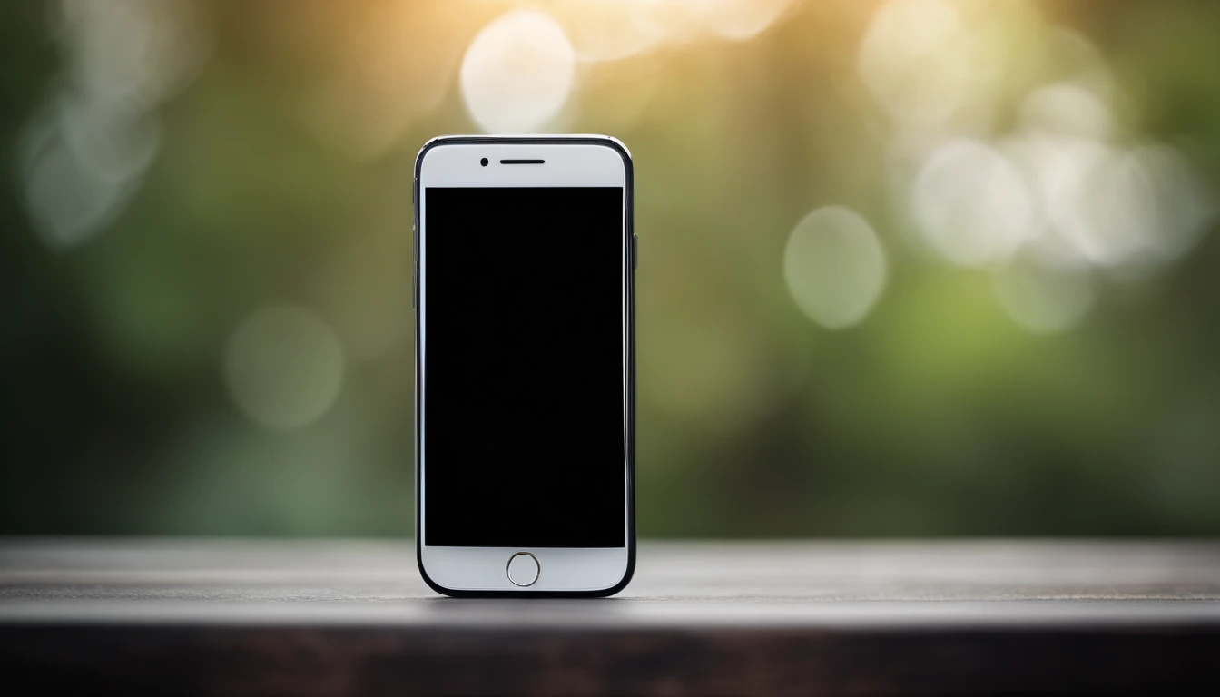 a close-up shot of a blank smartphone mockup, with a soft and diffused lighting that showcases the sleek design and screen potential