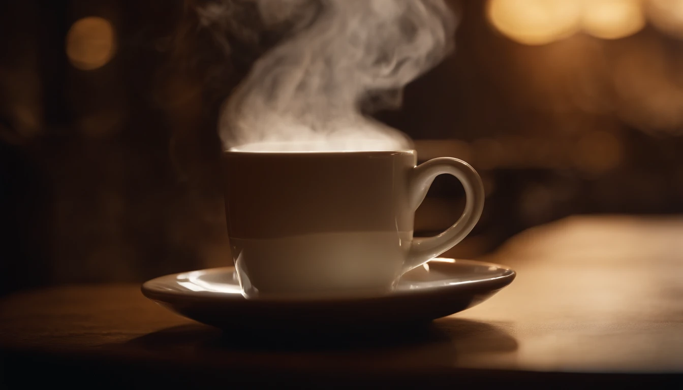 a close-up shot of a blank coffee mug mockup, with steam rising from a freshly brewed cup, evoking a sense of warmth and comfort associated with personalization and customization
