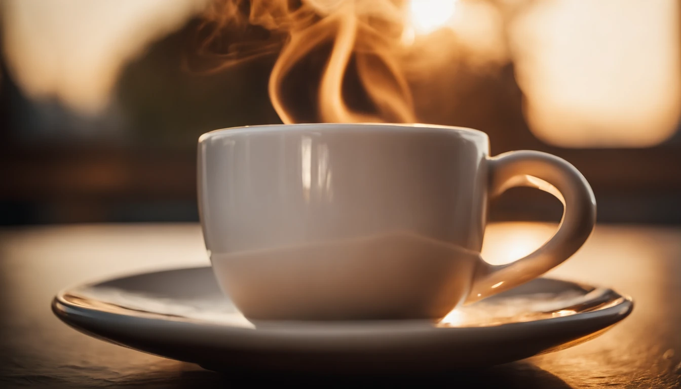 a close-up shot of a blank coffee mug mockup, with steam rising from a freshly brewed cup, evoking a sense of warmth and comfort associated with personalization and customization