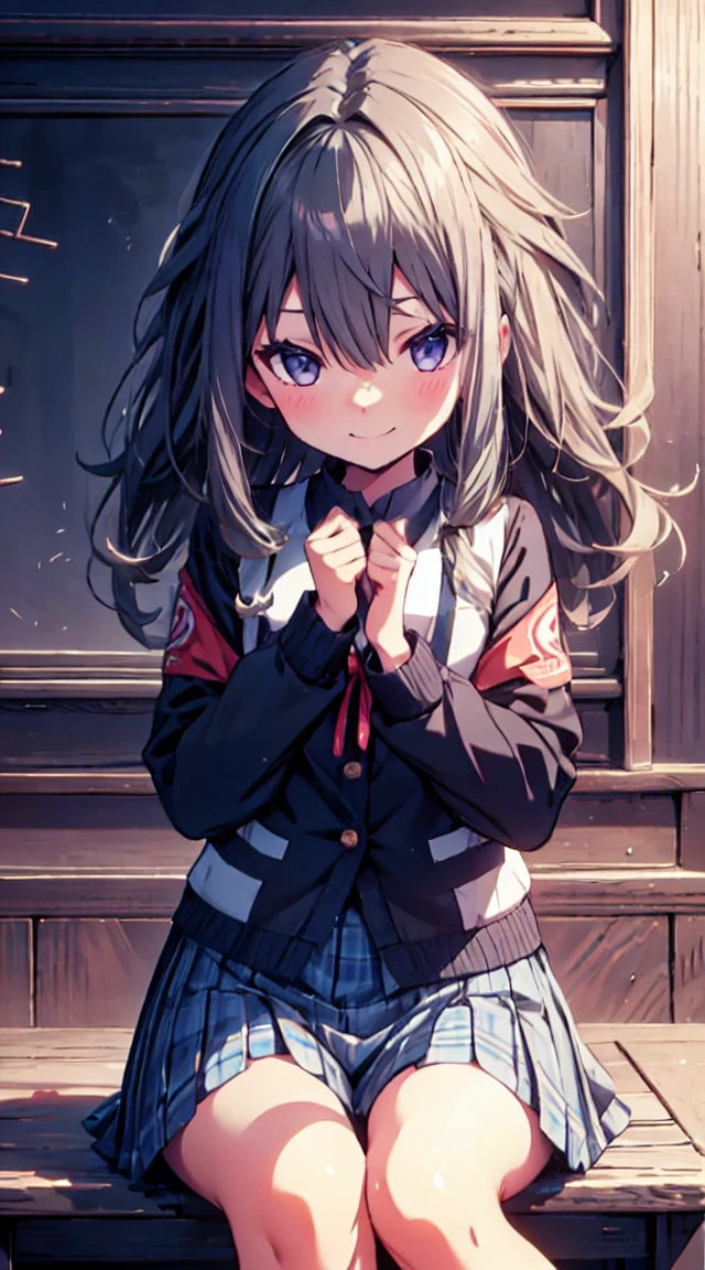 masutepiece, Best Quality,Illustration, Wallpaper, ultra -detail, 1loli、♡、Futomo、Poses in motion、mischievous smile、校服、schools