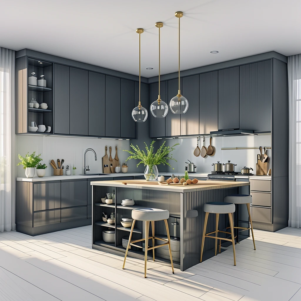 rendering of a modern residential kitchen, professional render, wide angle exterior 2023, highly detailed render, high quality rendering, realistic render, architectural render, high-quality render, detailed rendering, hyper-realistic render, hyper - realistic render, very realistic 3 d render, high render, realistic rendering, very realistic render