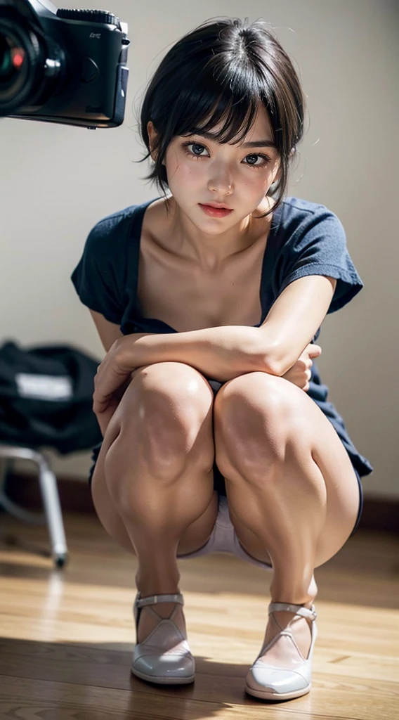 (((Make sure the front of your body is facing the camera.....:1.8))), (((panty shot:1.8))), (((Nurse uniform:1.8, mini-skirt, White panties, Your panties look bright......))), (((in hospital:1.5, Bend your knees, Squat down and show me your panties.:1.5))), (((dressing:1.8))), smiling smile:1.3, 1girll, 独奏, 18 years-old, 7 Head Body, Ideal proportions Body proportions, Erection nipples, short-hair, A dark-haired, With bangs, tiny boobs, skiny, Small hips, beauty leg, skiny legs, hyperrealism, Cinematic lighting, depth of fields, One-person viewpoint, f/1.8, 135mm, NFFSW (english) (english) (english) (english) (english) (english), masutepiece, ccurate, ((Anatomically accurate.)), textured skin, super detaill, high detailed, High Quality, Award-Standing, Best Quality, Hight Resolution, 8K