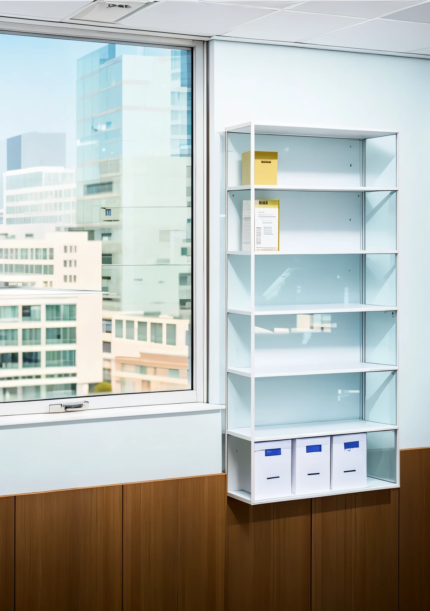 医院Department办公室,left window,rays of sunshine,Department,There are documents,Office supplies,scenes without men