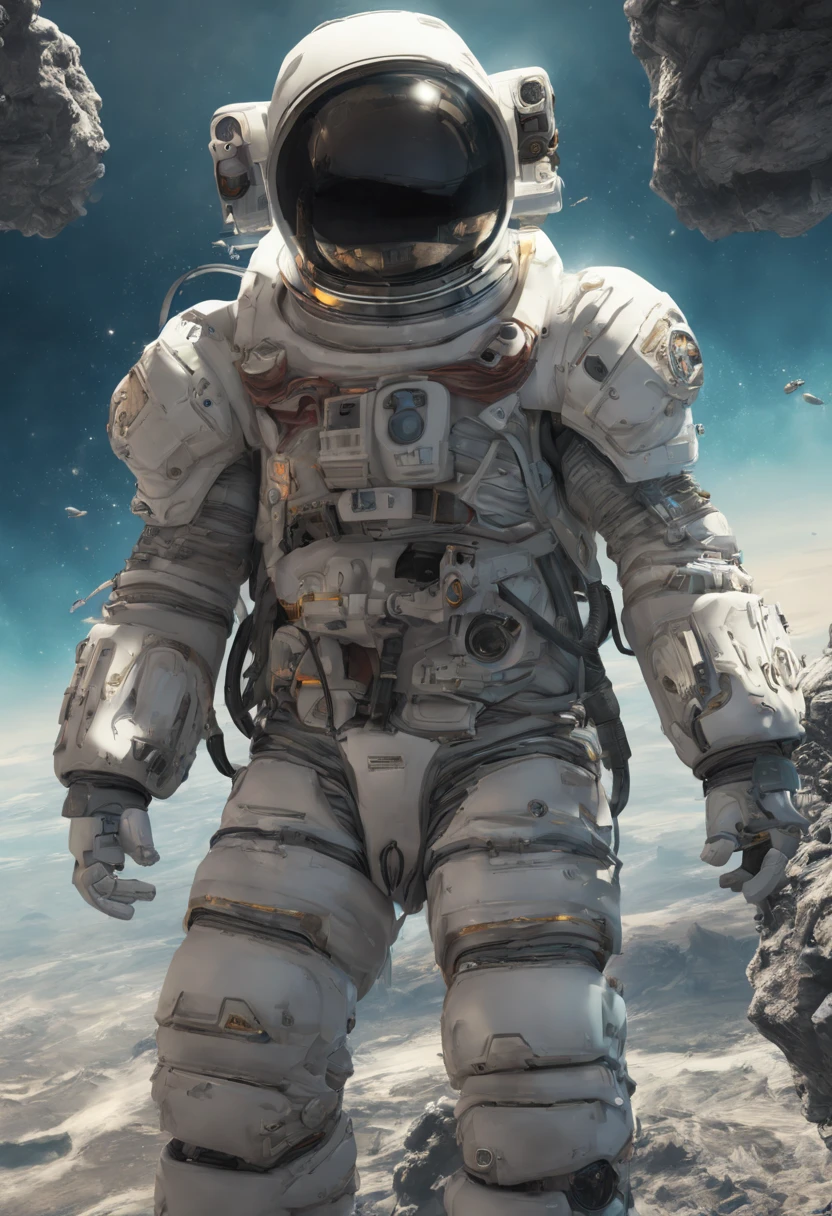 Heavily Armed Chinese Astronauts Fell From the Sky,Suba a bordo de um asteroide de cristal,Interestelar,infinite space,Ssee-through,profundidade de campos,((master part)),(best quality)),Magnificent spatial image scene,Cristais bonitos e coloridos,Surrealismo, Super Detalhe, ccurate, best quality, hiper HD, master part, anatomicamente correto, A high resolution, 16k,(best quality,4k,8k,A high resolution,master part:1.2),ultra-detalhado,Realistic,Translucent Ethereal Mechanical Astronaut,astronauta futurista,Mechanical jointuturistic space background,Bela arte sci-fi, Ilustração de science fiction digital art, Arte Cyberpunk Digital, Science Fiction Digital Painting, pintura digital futurista, arte conceitual futurista, Interestelar landscape before a sci-fi film, science fiction digital art, advanced digital cyberpunk art, Fantastic cyberpunk warrior