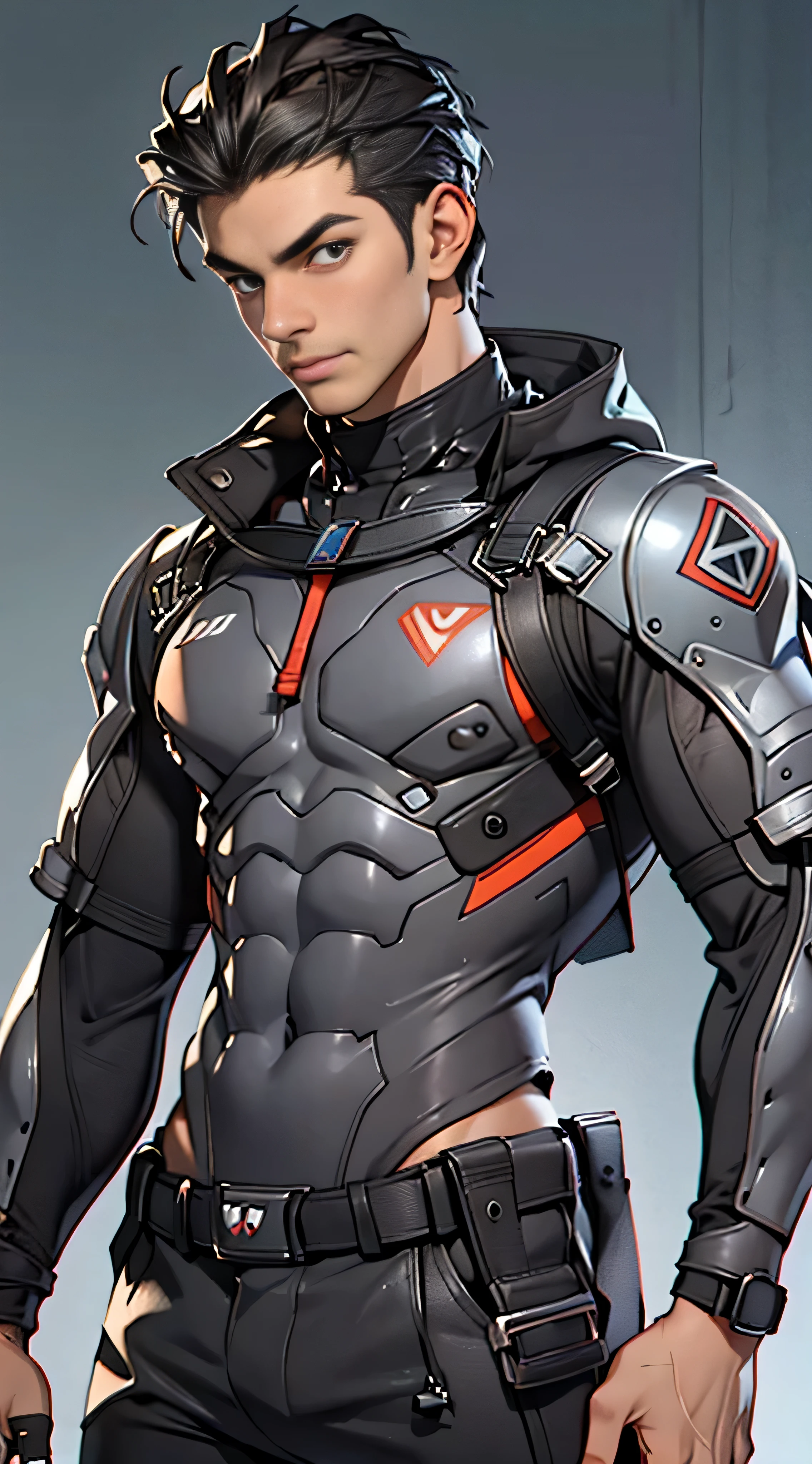 A tall muscular boy, Naked, Legs spread, detailed face, detailed eyes, The whole body of the character, impact, Sweaty, Wet, Seductive, Bigboobs , large bulge, big balls, From the knees , big ass, mechs, punky style,Wu Yifan