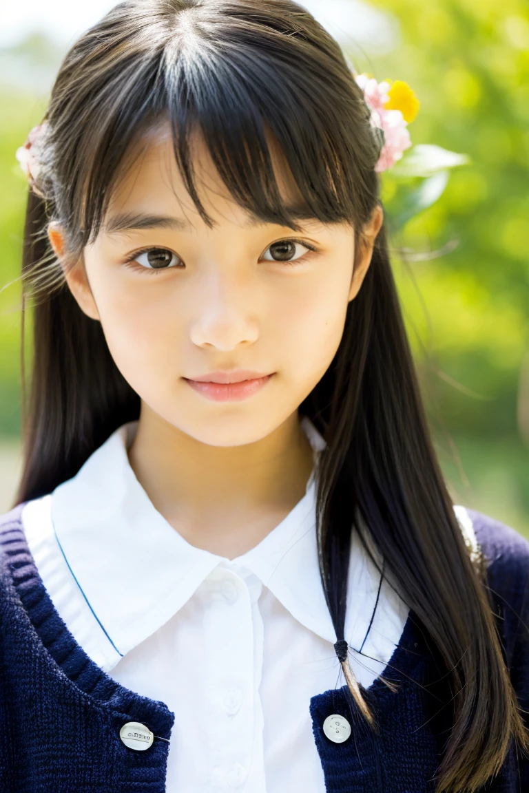 Beautiful girl wearing a collared summer dress、thin summer cardigan、、japanes、Wheat-colored　The skin、heavy wind、Black hair long hair、少し日焼けしたThe skin、Black、