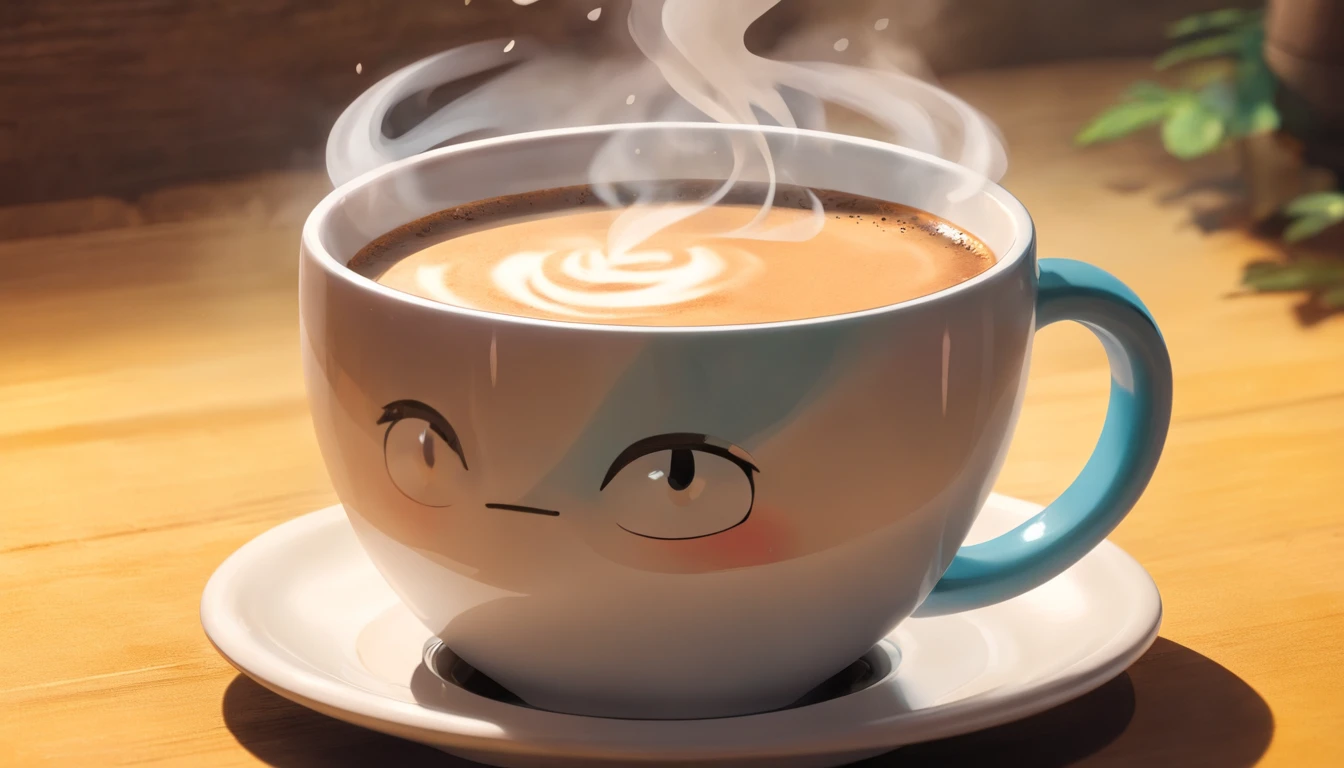 a close-up shot of a blank coffee mug mockup, with steam rising from a freshly brewed cup, evoking a sense of warmth and comfort associated with personalization and customization